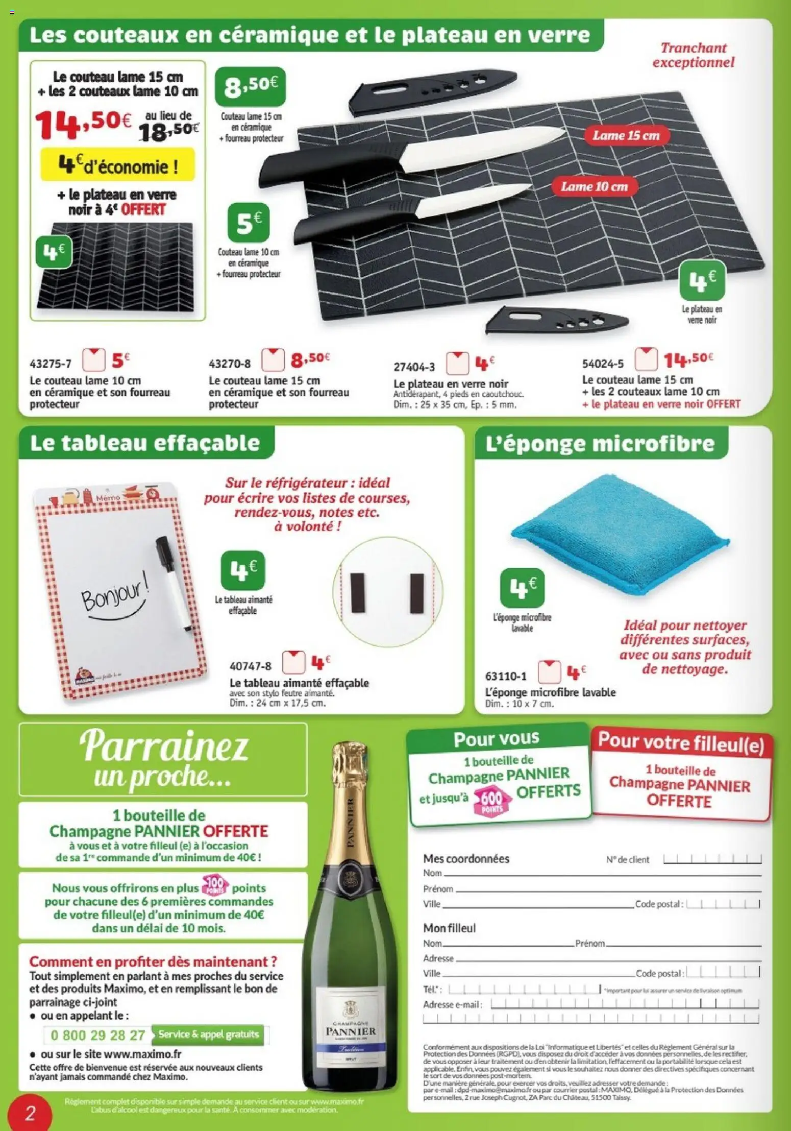 {H1} | Page: 2 | Produits: Réfrigérateur, Plateau, Champagne, Stylo