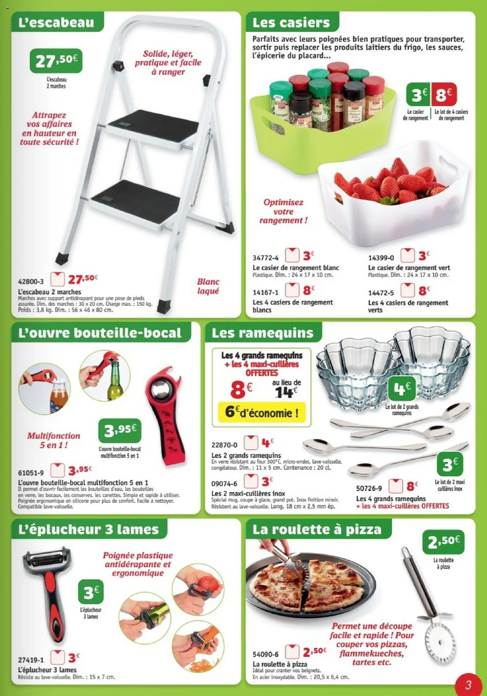 {H1} | Page: 3 | Produits: Cuillères, Persil, Poignées, Pizza