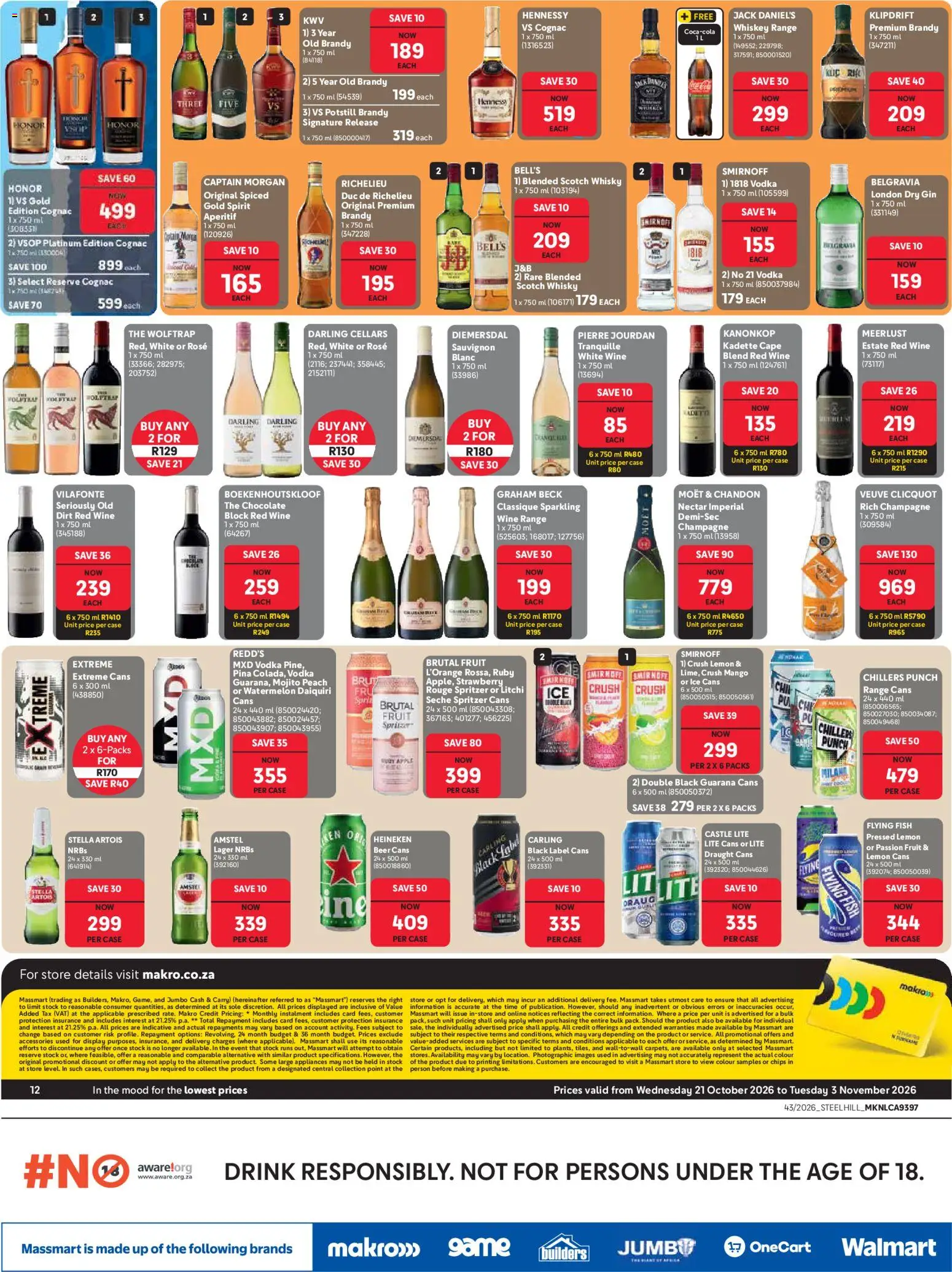 New Makro catalogue – valid from 21/10/2026 | Page: 12 | Products: Heineken, Captain Morgan, Beer, Cognac