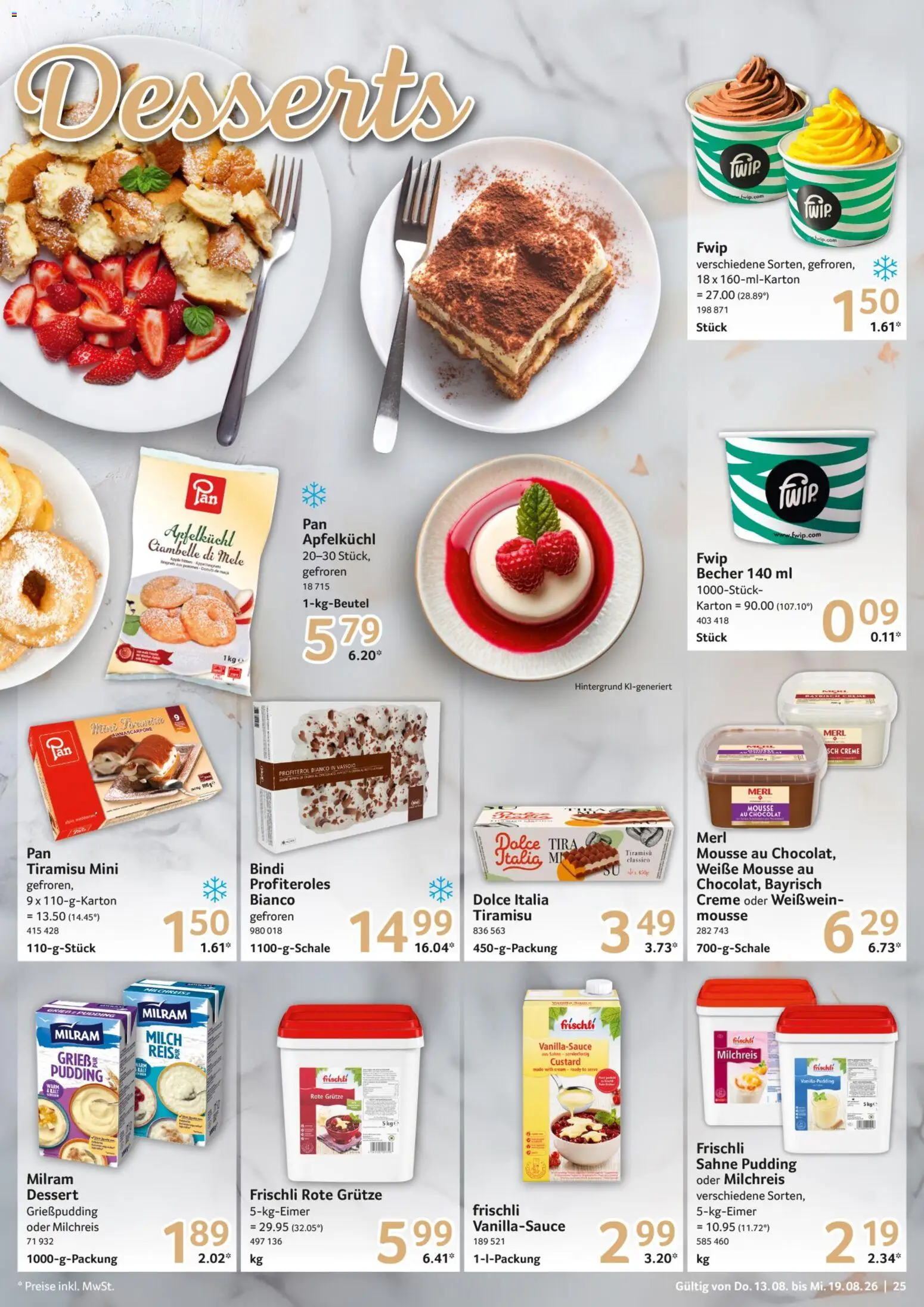 Selgros Prospekt – gültig ab 13.08.2026 | Seite: 25 | Produkte: Milch, Weißwein, Pudding, Sahne