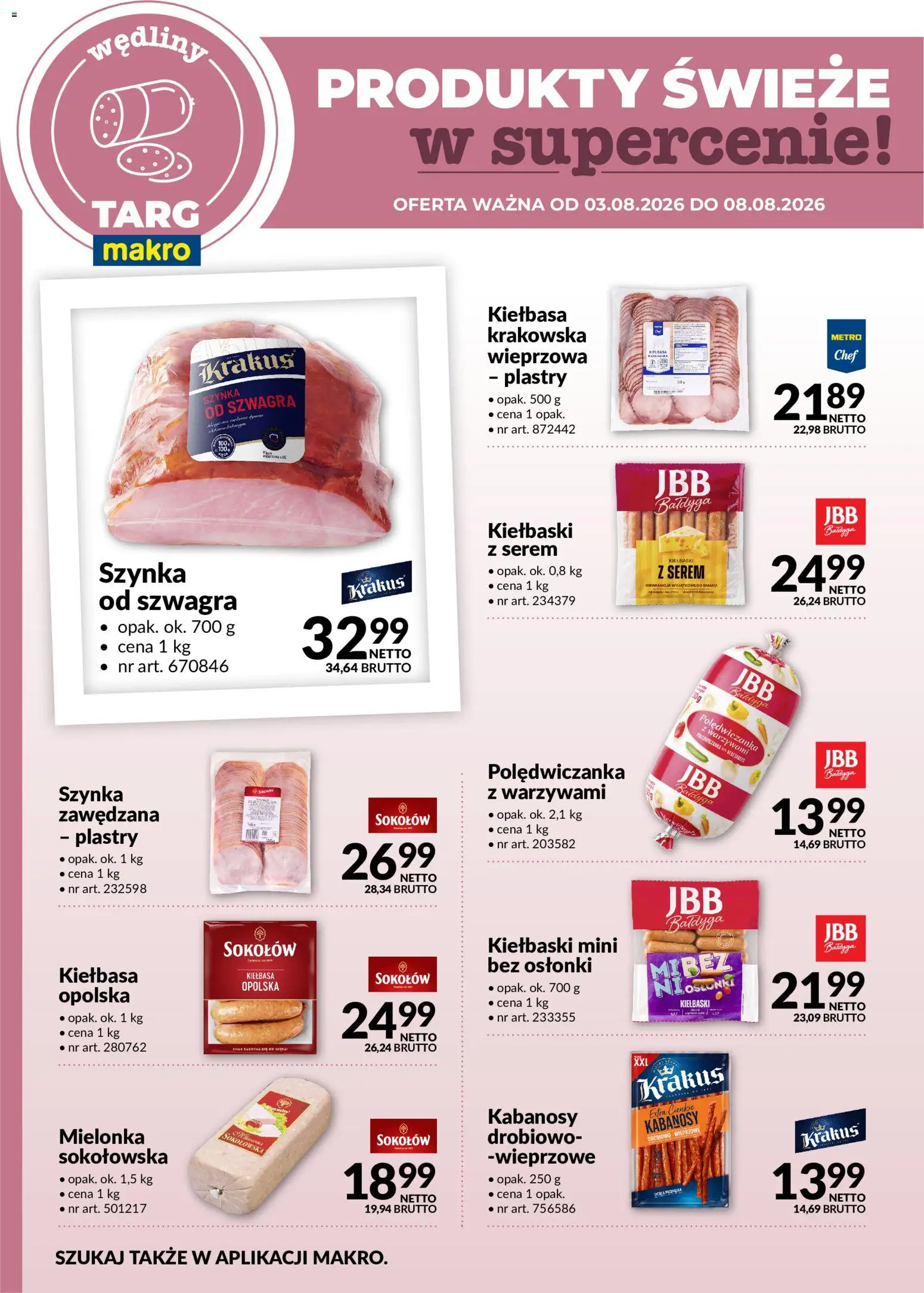 Makro gazetka - Produkty świeże w supercenie od 03.08.2026 | Strona: 2 | Produkty: Kiełbasa, Kiełbaski, Szynka, Wędliny