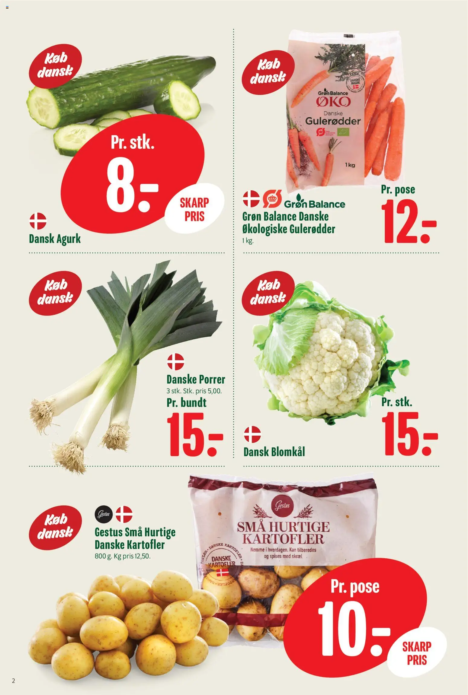 Min Købmand tilbudsavis – gyldig fra 28/08/2026 | Side: 2 | Produkter: Gulerødder, Kartofler, Porrer, Blomkål