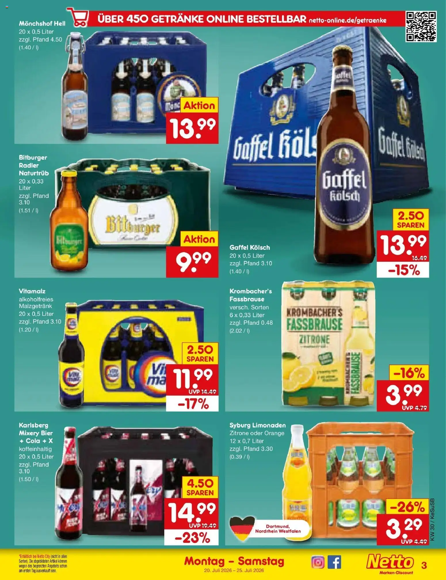 Netto Marken-Discount Prospekt Kruft – gültig ab 20.07.2026 | Seite: 57 | Produkte: Monchshof, Cola, Bier, Zitrone