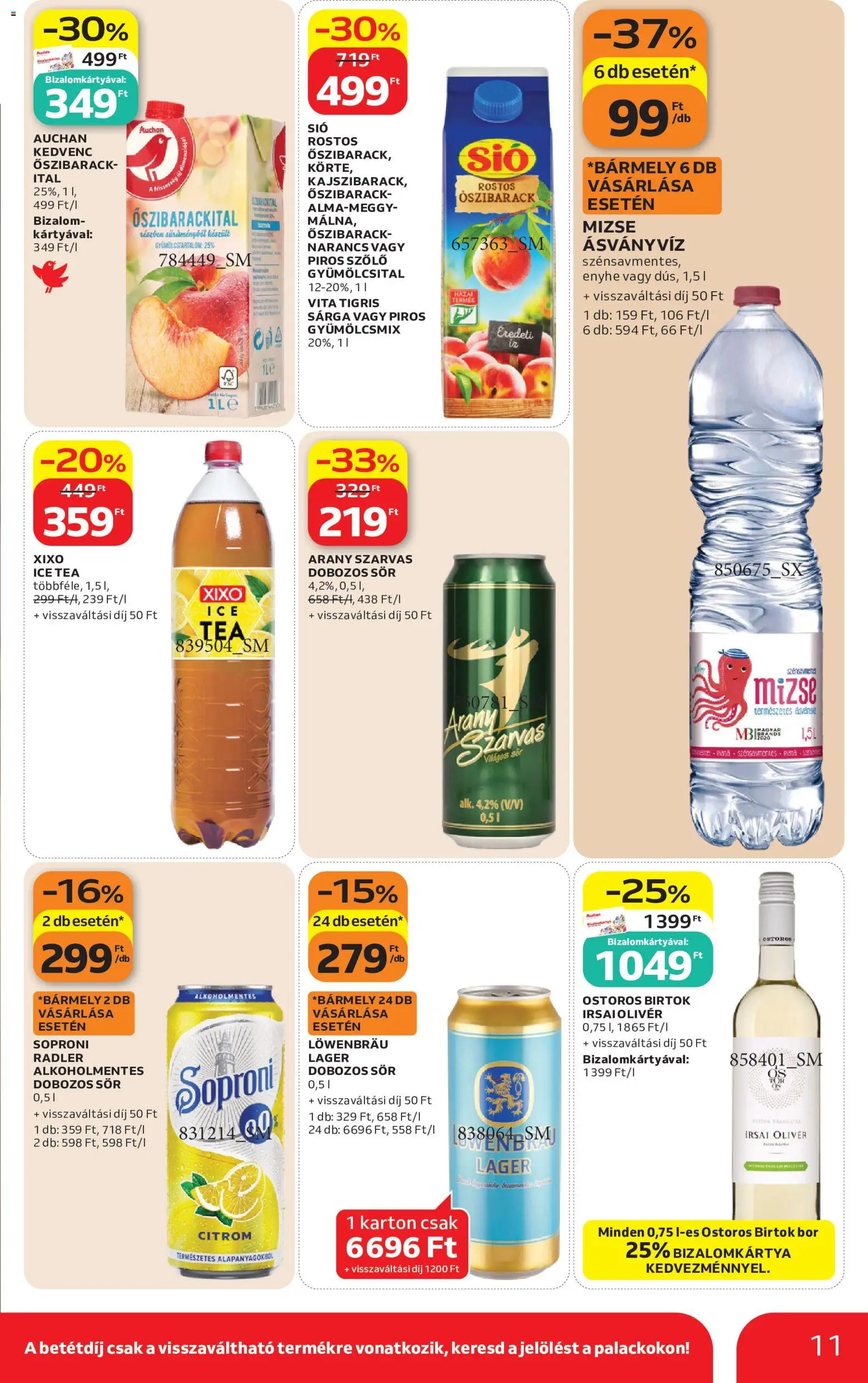 Auchan akciós ujság - amely érvényes a következő dátumtól: 21.05.2026 | Oldal: 11 | Termékek: Gyümölcsital, Radler, Ice tea, Narancs