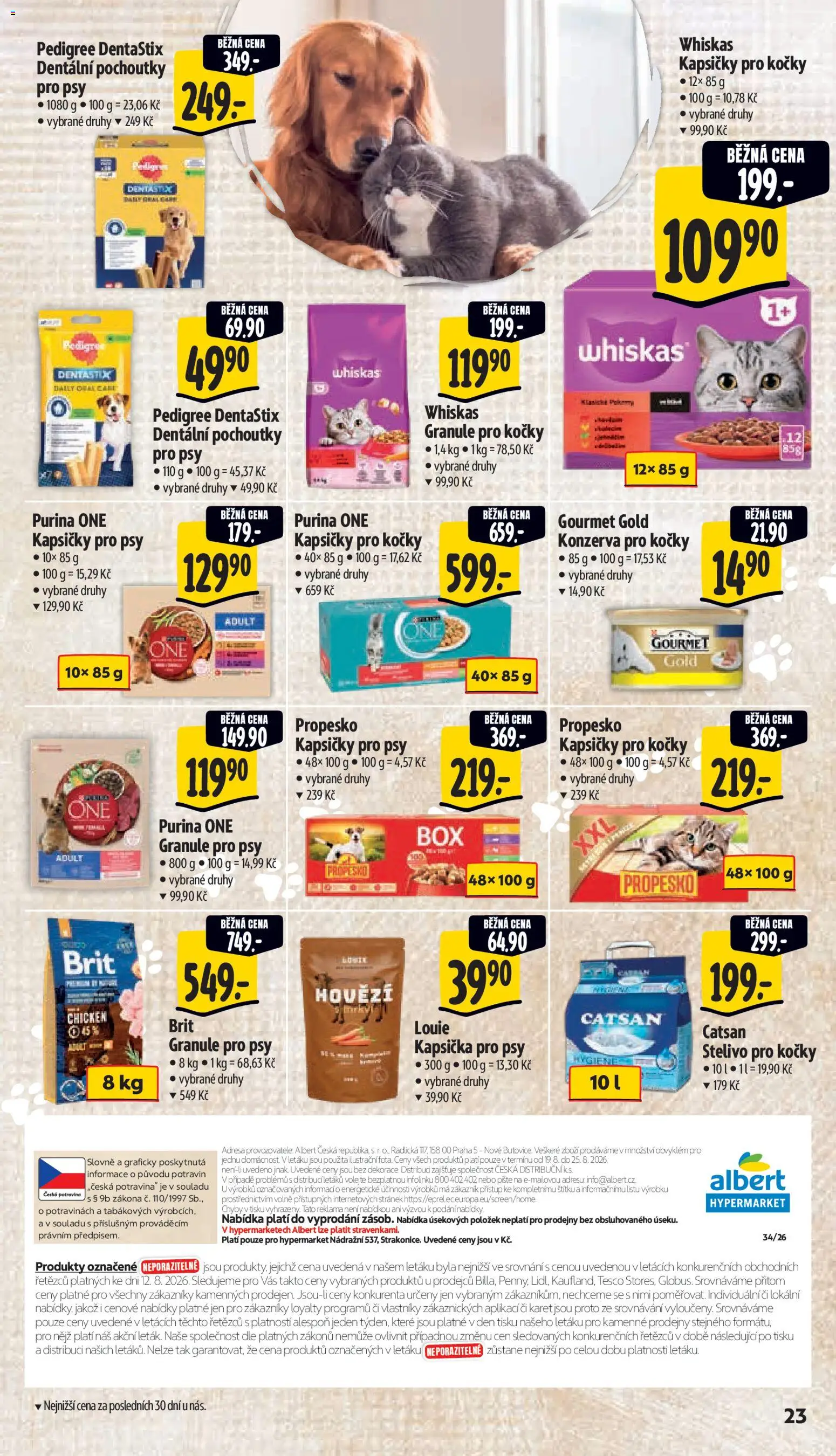 Albert leták - Hypermarket - Strakonice od 19.08.2026 | Strana: 33 | Produkty: Stelivo pro kočky, Catsan, Stelivo pro kočky Catsan, Konzerva pro kočky