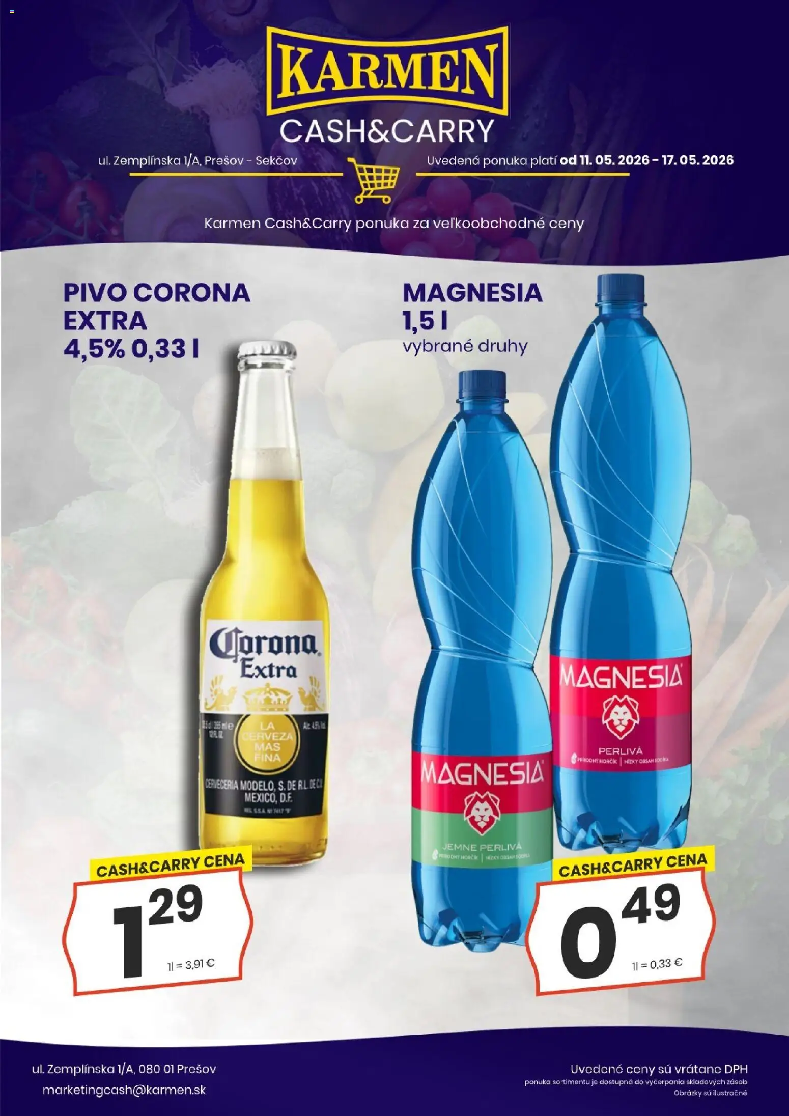 Nové KARMEN CBA akcie – leták je platný od 11.05.2026 | Strana: 2 | Produkty: Pivo, Magnesia