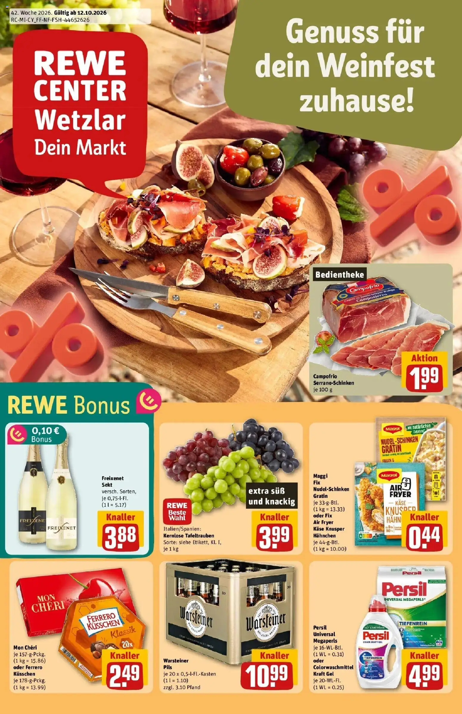 REWE Prospekt ab 12.10.2026 zum Blättern » Angebote | Seite: 1 | Produkte: Freixenet, Sekt, Persil, Mon cheri