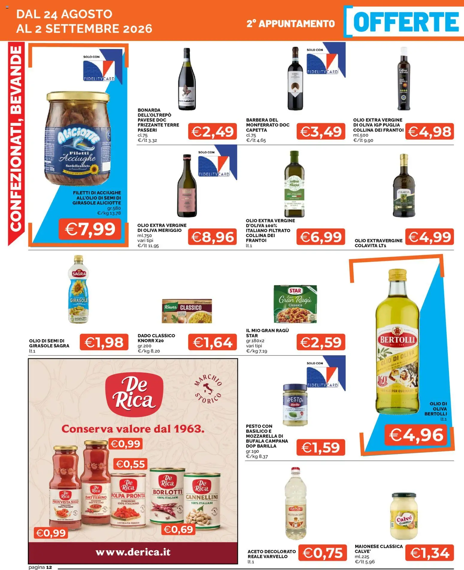 Volantino Mercatò del 24/08/2026 | Pagina: 12 | Prodotti: Cannellini, Aceto di vino, Basilico, Olio extra vergine