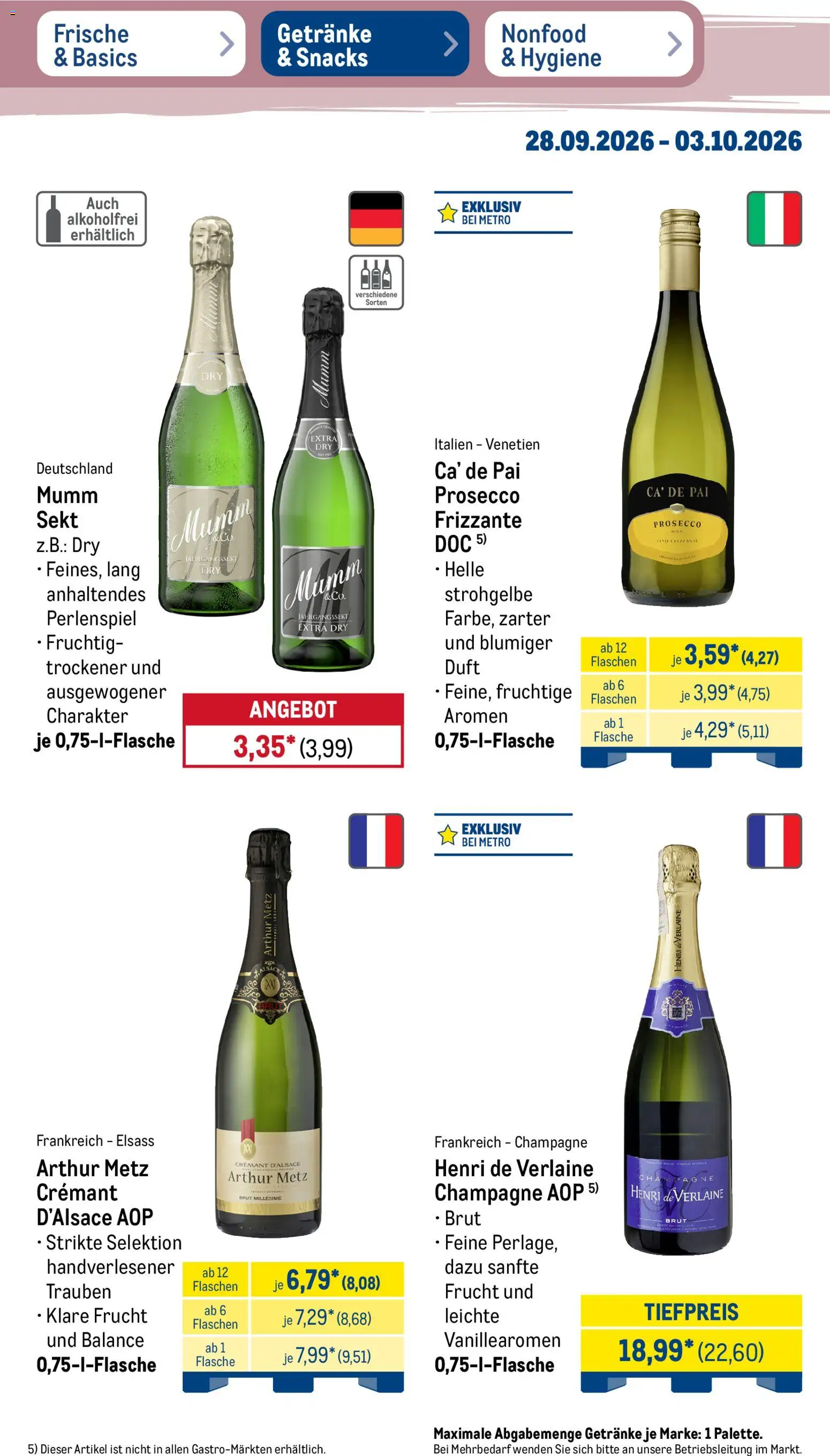 Metro NonFood-Angebote – gültig ab 28.09.2026 | Seite: 26 | Produkte: Trauben, Sekt, Duft, Prosecco