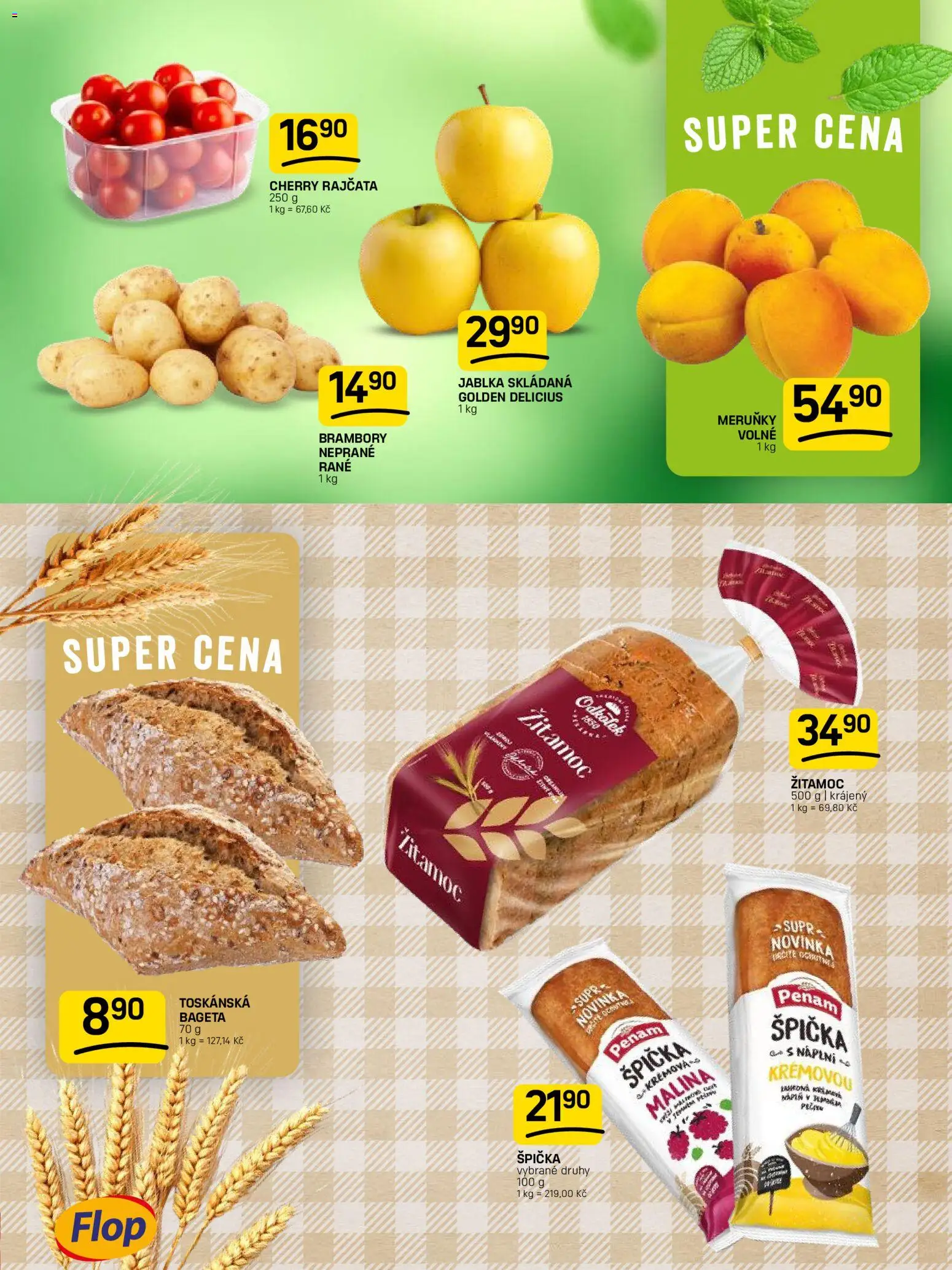 Flop leták od 08.07.2026 | Strana: 3 | Produkty: Rajčata, Cherry rajčata, Brambory, Bageta