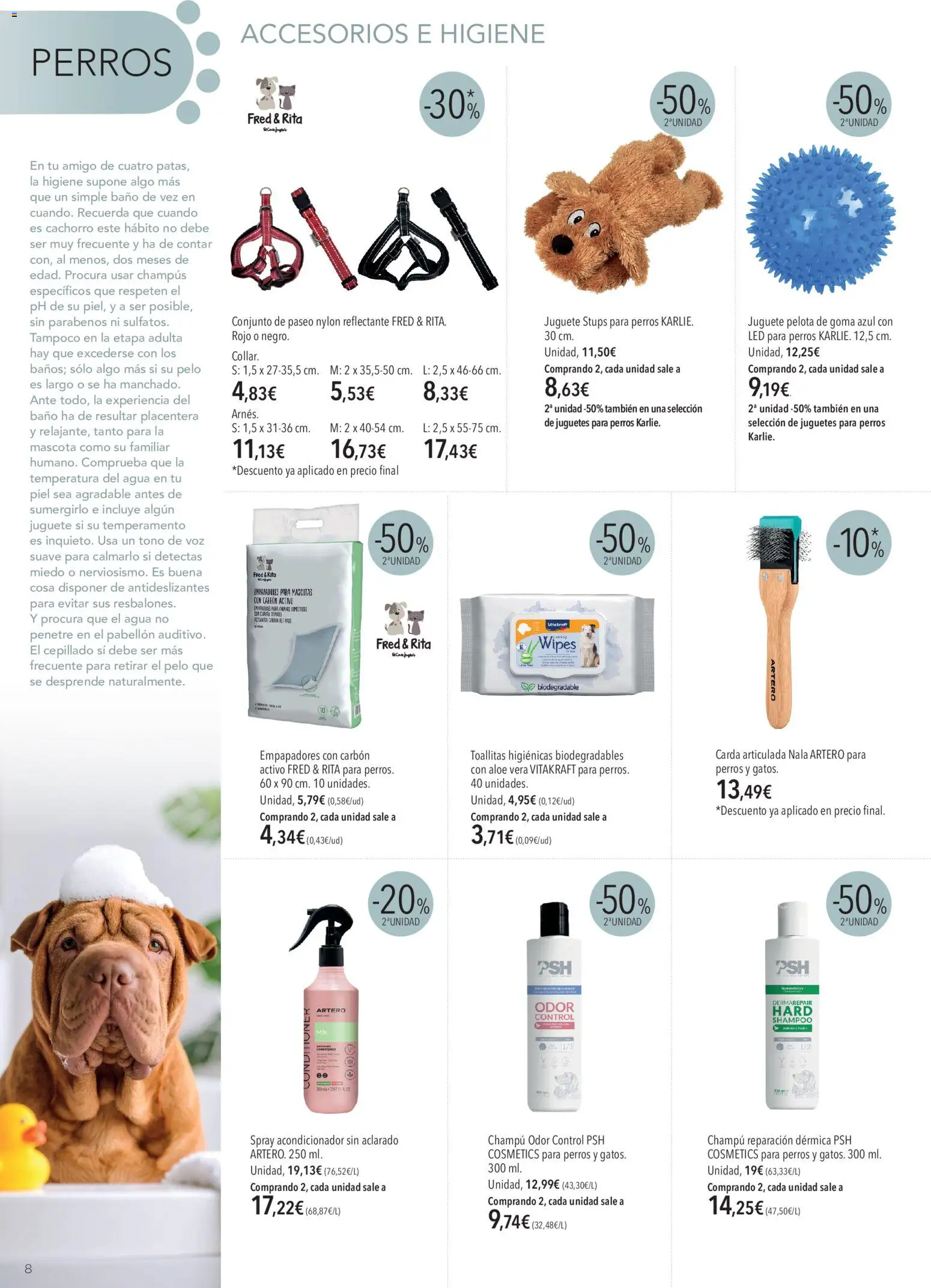 El Corte Inglés Mascota │ válido desde el 01/09/2026 | Página: 8 | Productos: Champú, Acondicionador, Aloe Vera, Baño