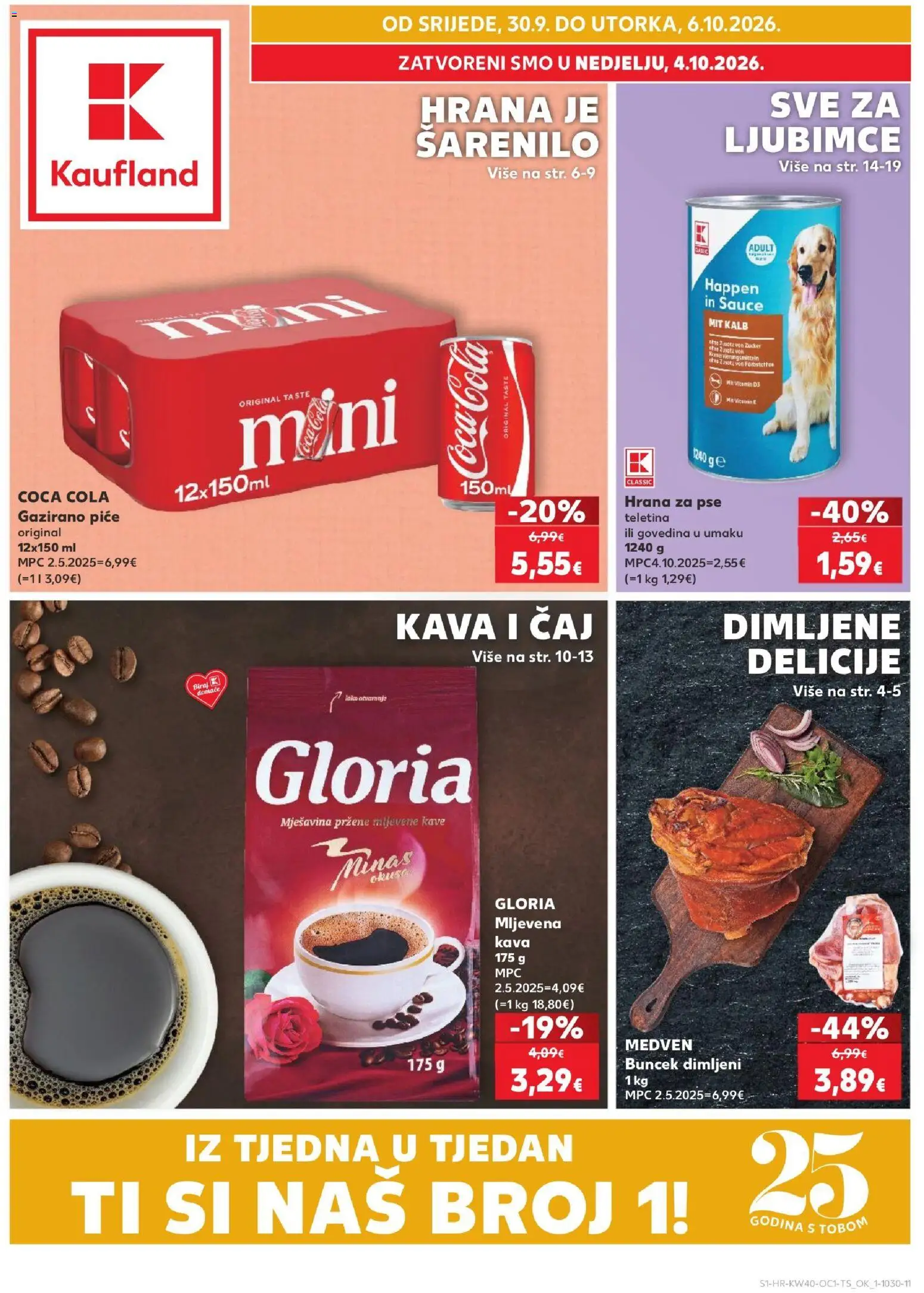 Kaufland katalog | vrijedi od 30.09.2026 | Stranica: 1 | Proizvodi: Teletina, Kava, Hrana za pse, Čaj