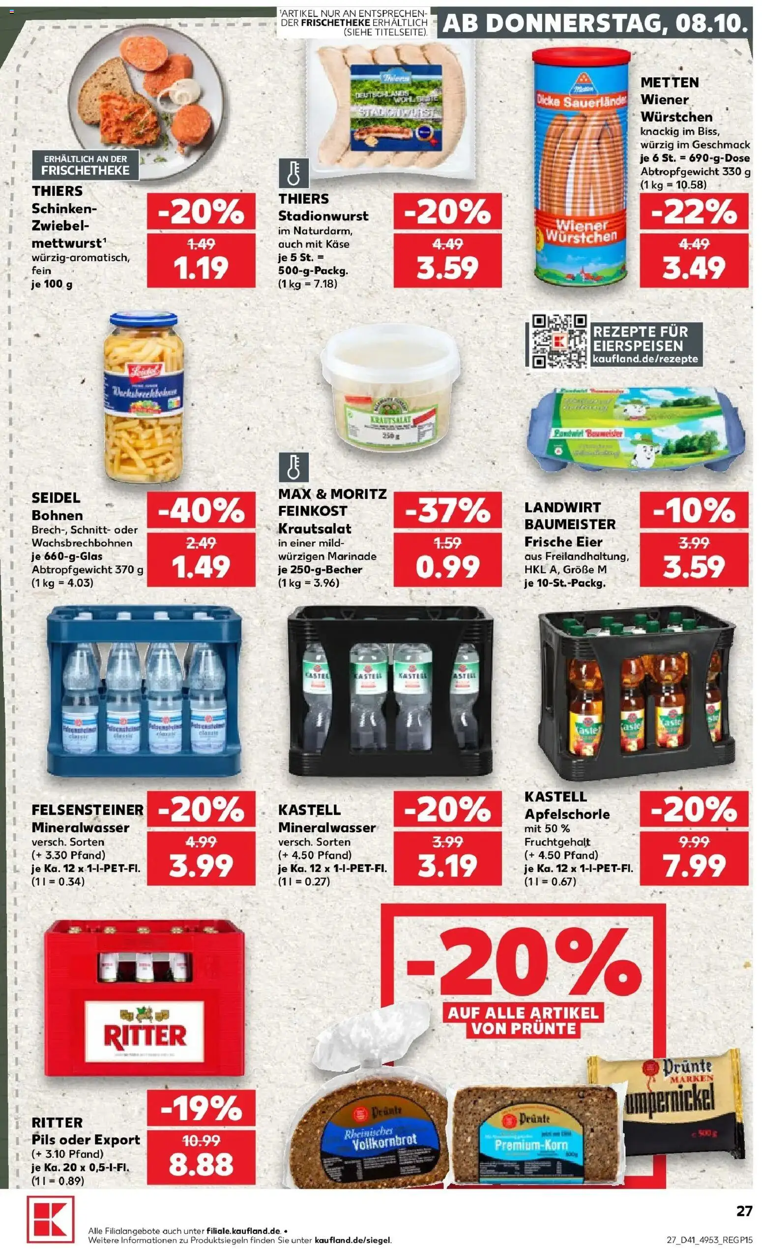 Prospekt Kaufland ab 08.10.2026 » Angebote Online zum Blättern | Seite: 27 | Produkte: Wiener wurstchen, Käse, Pils, Schinken