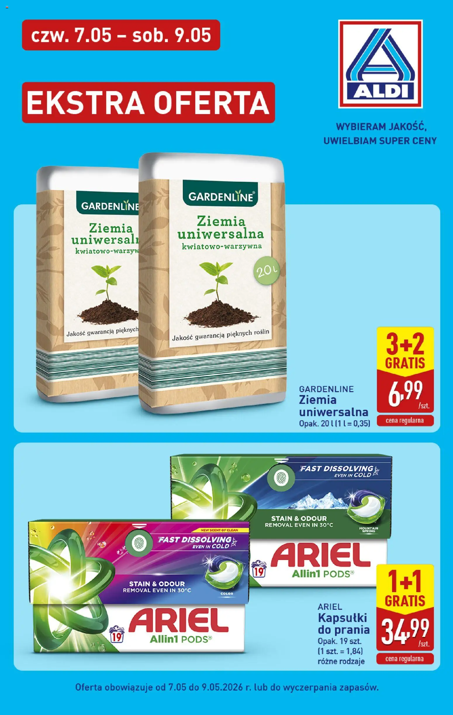Aldi gazetka - Oferta specjalna II od 07.05.2026 | Strona: 5 | Produkty: Ariel kapsułki, Ziemia, Ariel