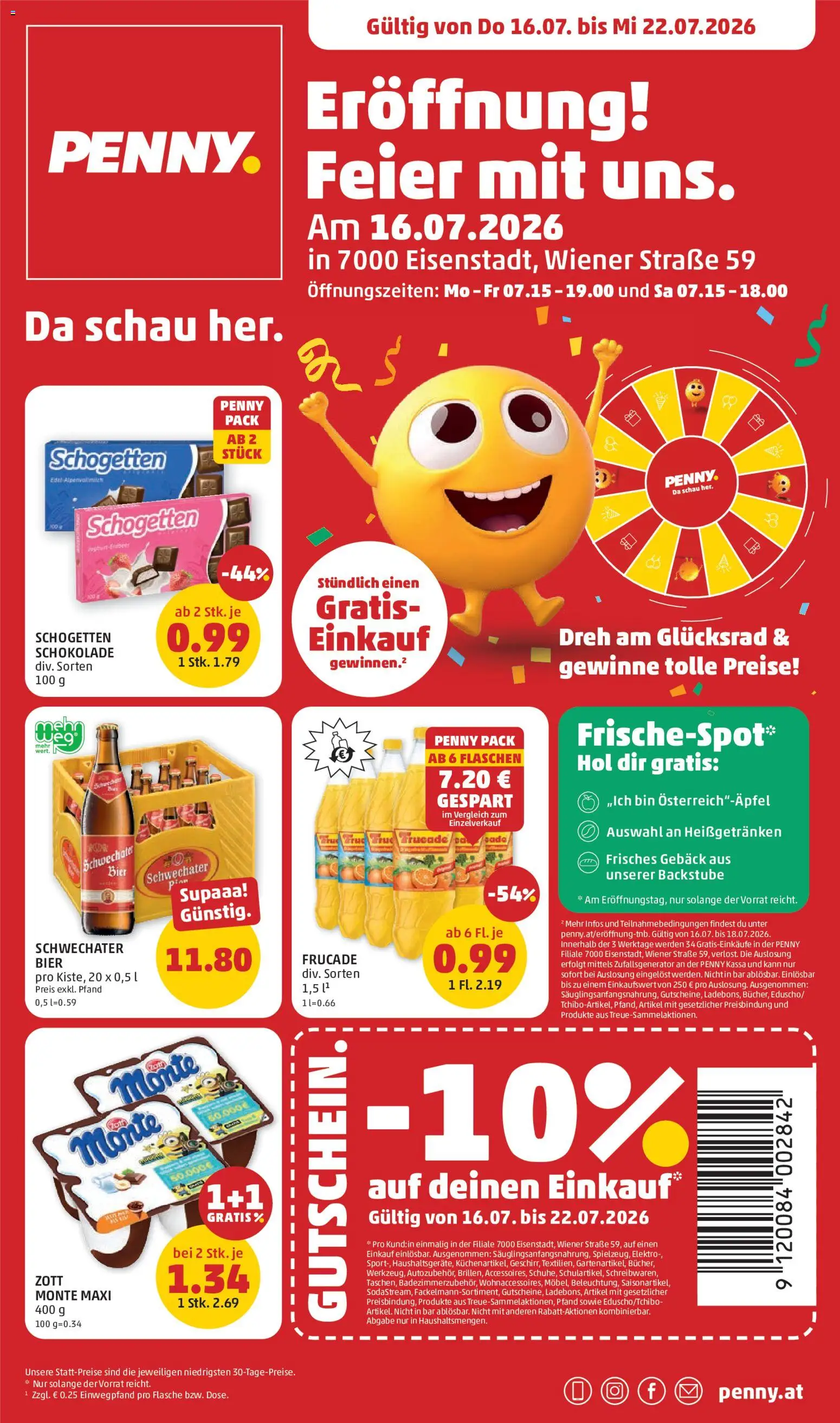 Penny Markt Eröffnung in 7000 Eisenstadt gültig ab 16.07.2026 | Seite: 1 | Produkte: Schokolade, Bier