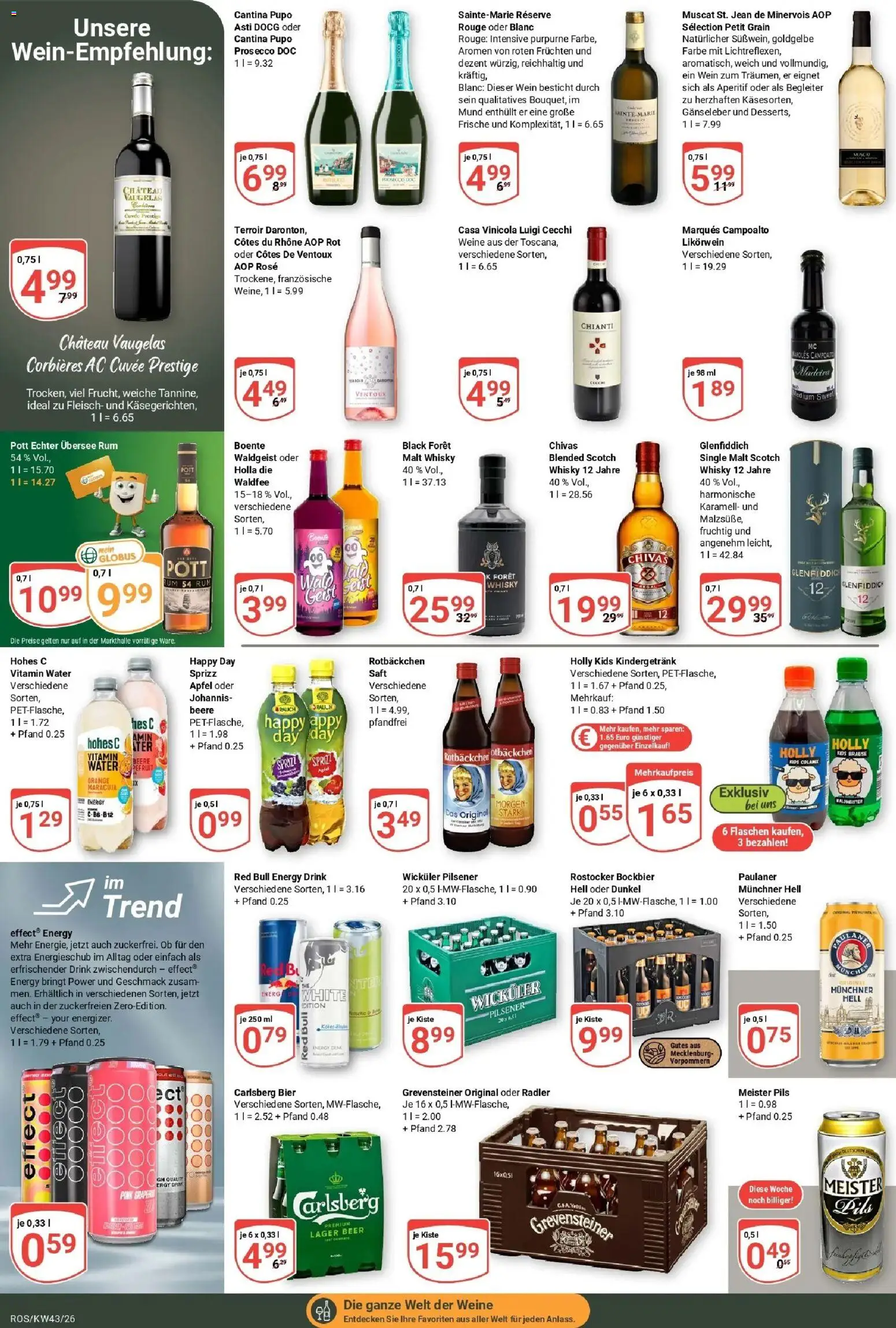 Globus Prospekt Lambrechtshagen (ab 19.10.2026) » Angebote online | Seite: 16 | Produkte: Rum, Rouge, Hohes c, Wein