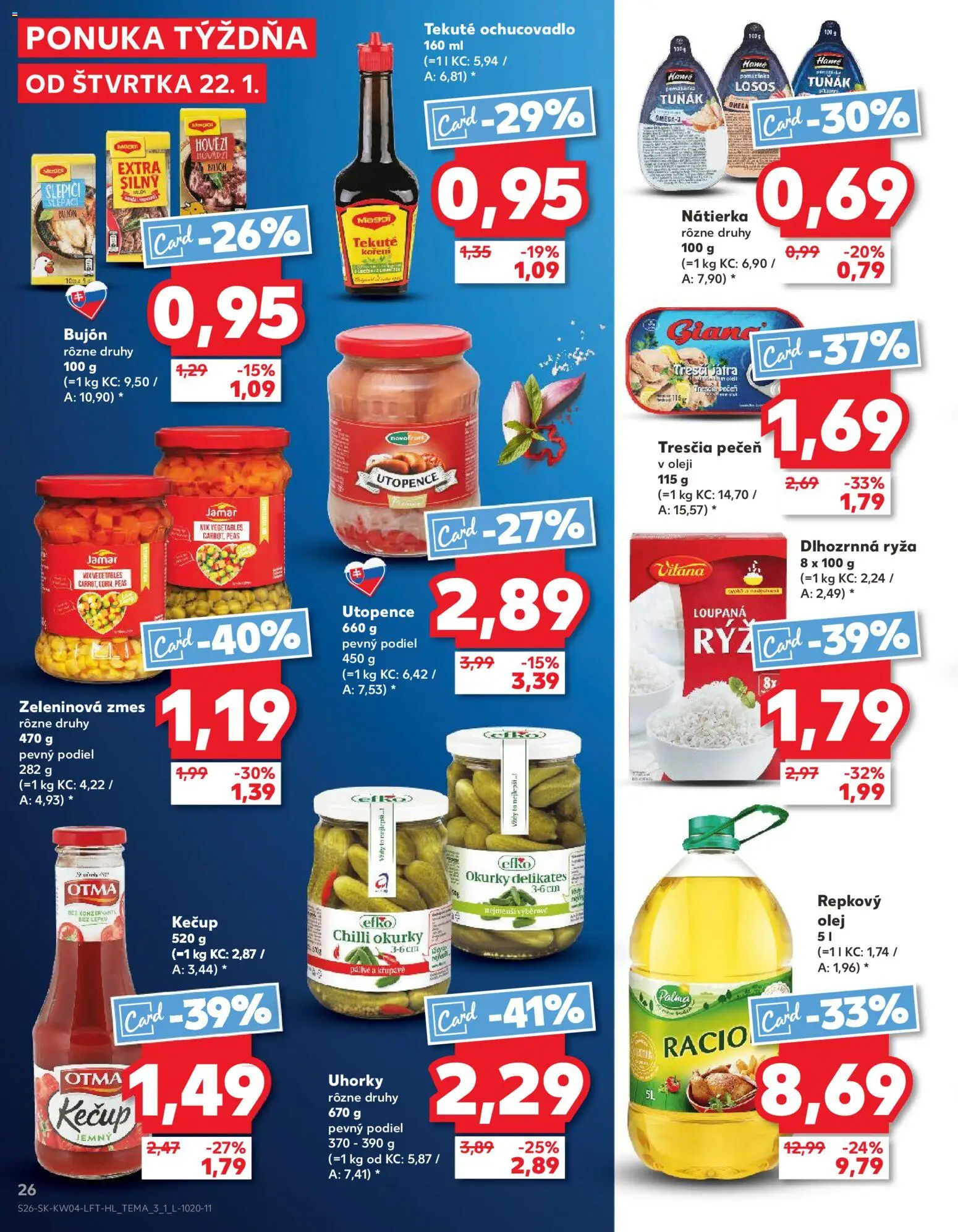 Nové Kaufland akcie – leták je platný od 22.01.2026 | Strana: 26 | Produkty: Ryža, Chilli, Losos, Kečup