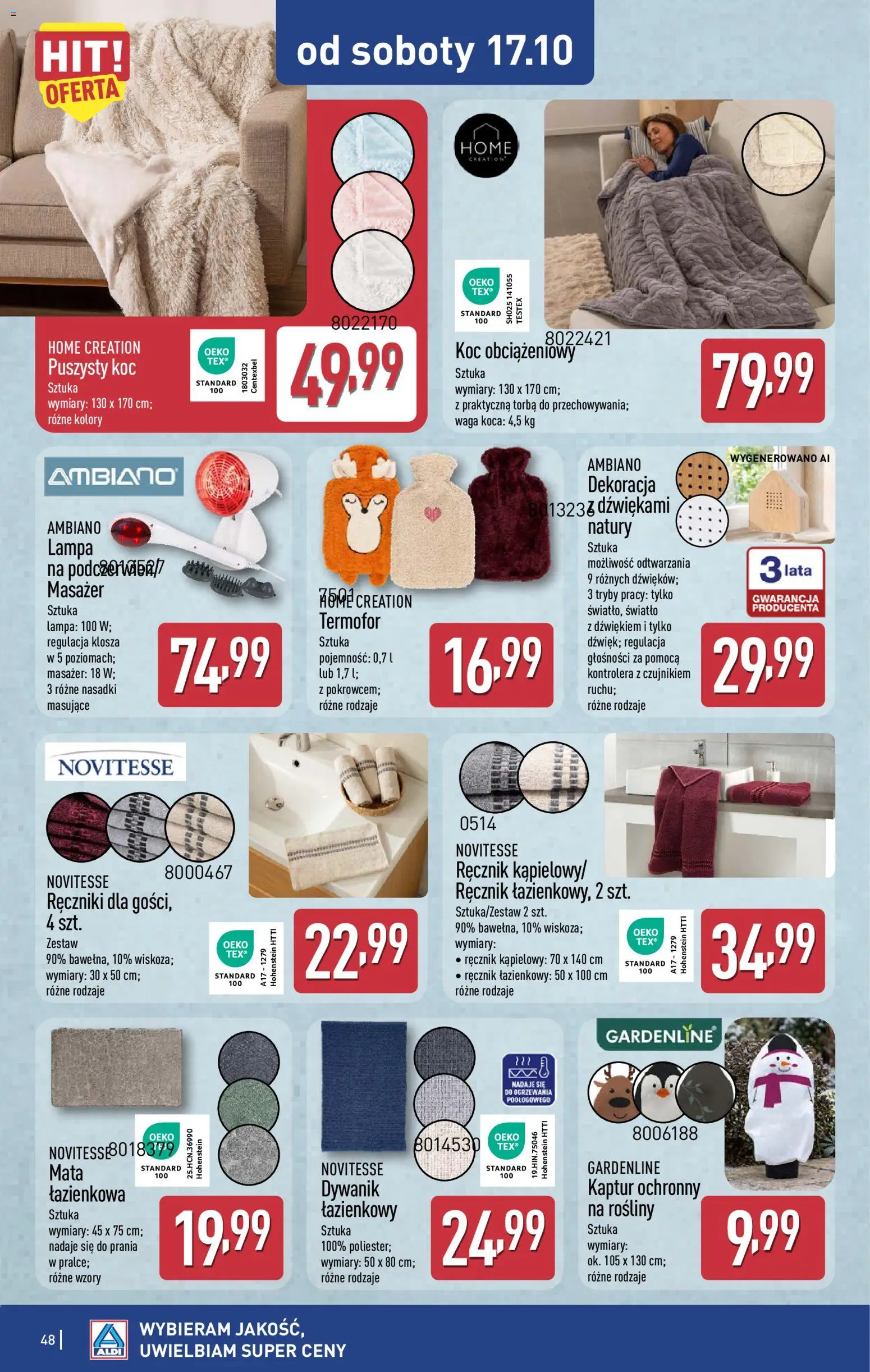 Aldi gazetka od 12.10.2026 | Strona: 48 | Produkty: Torba, Waga, Masażer, Koc
