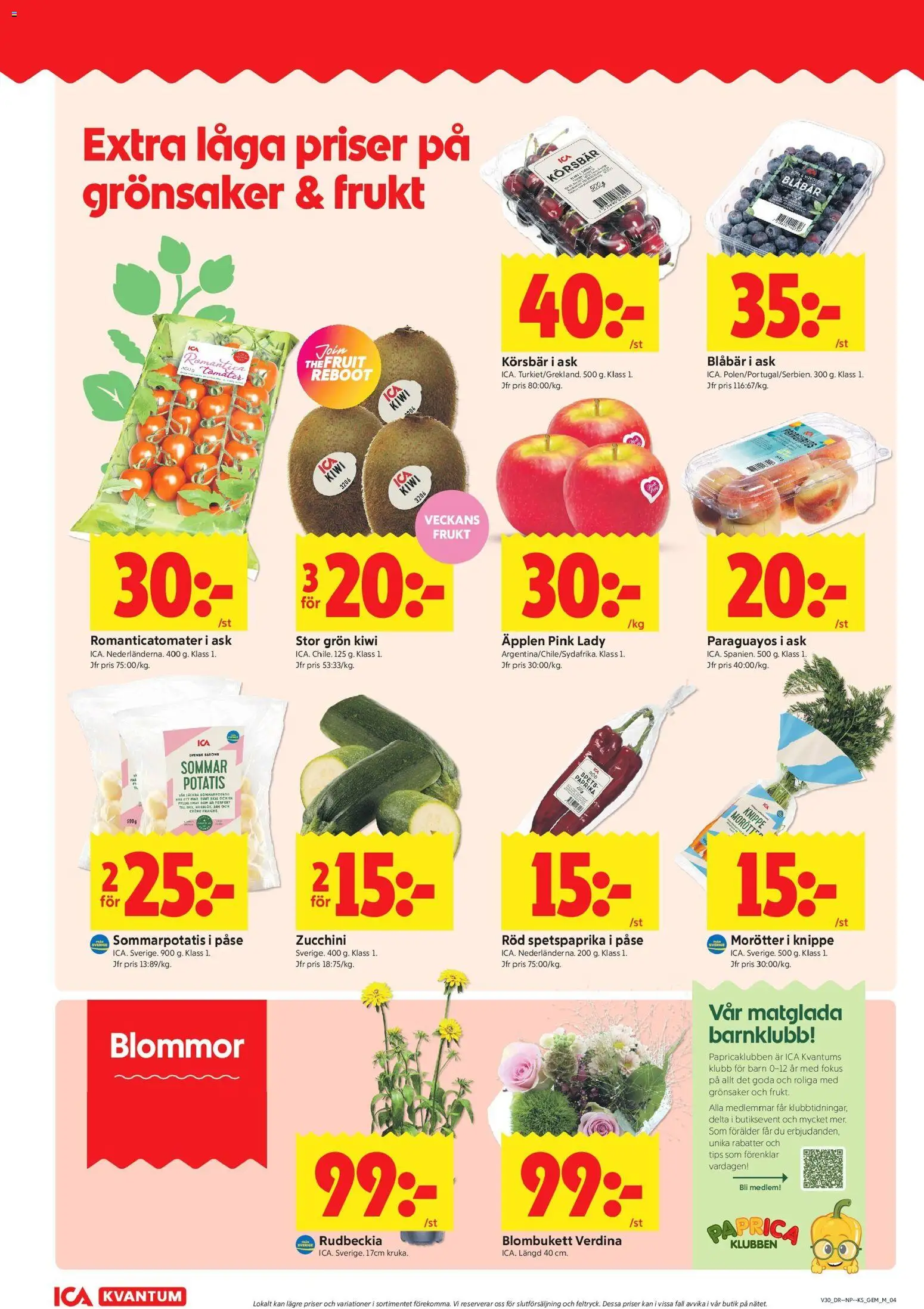ICA Kvantum reklamblad aktuell från 20/07/2026 | Sida: 4 | Produkter: Äpplen, Tomater, Körsbär, Kiwi