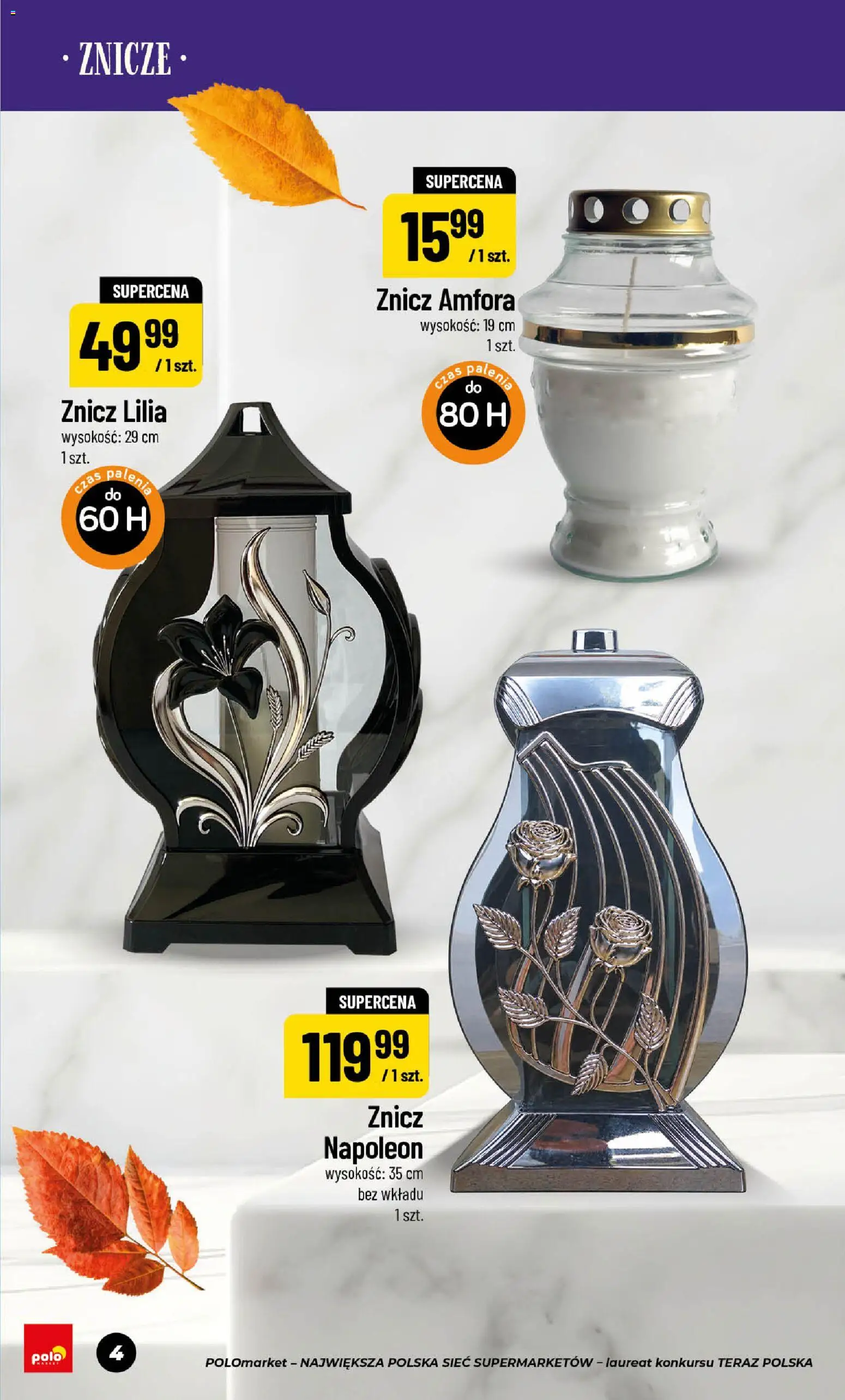 POLOmarket gazetka - Znicze od 11.09.2026 | Strona: 4 | Produkty: Znicze