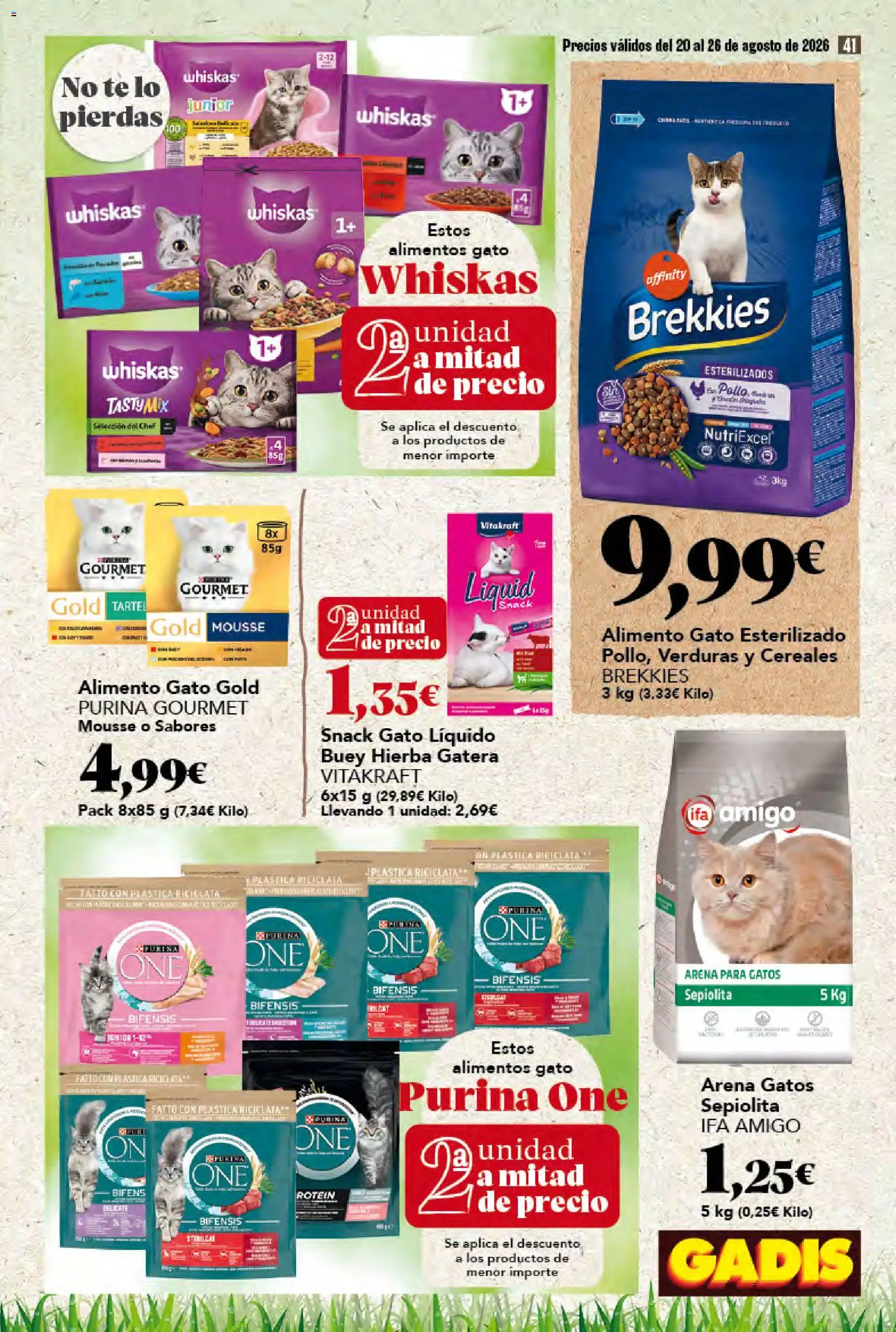 Gadis folleto │ válido desde el 20/08/2026 | Página: 41 | Productos: Arena para gatos, Cereales, Té, Alimentos