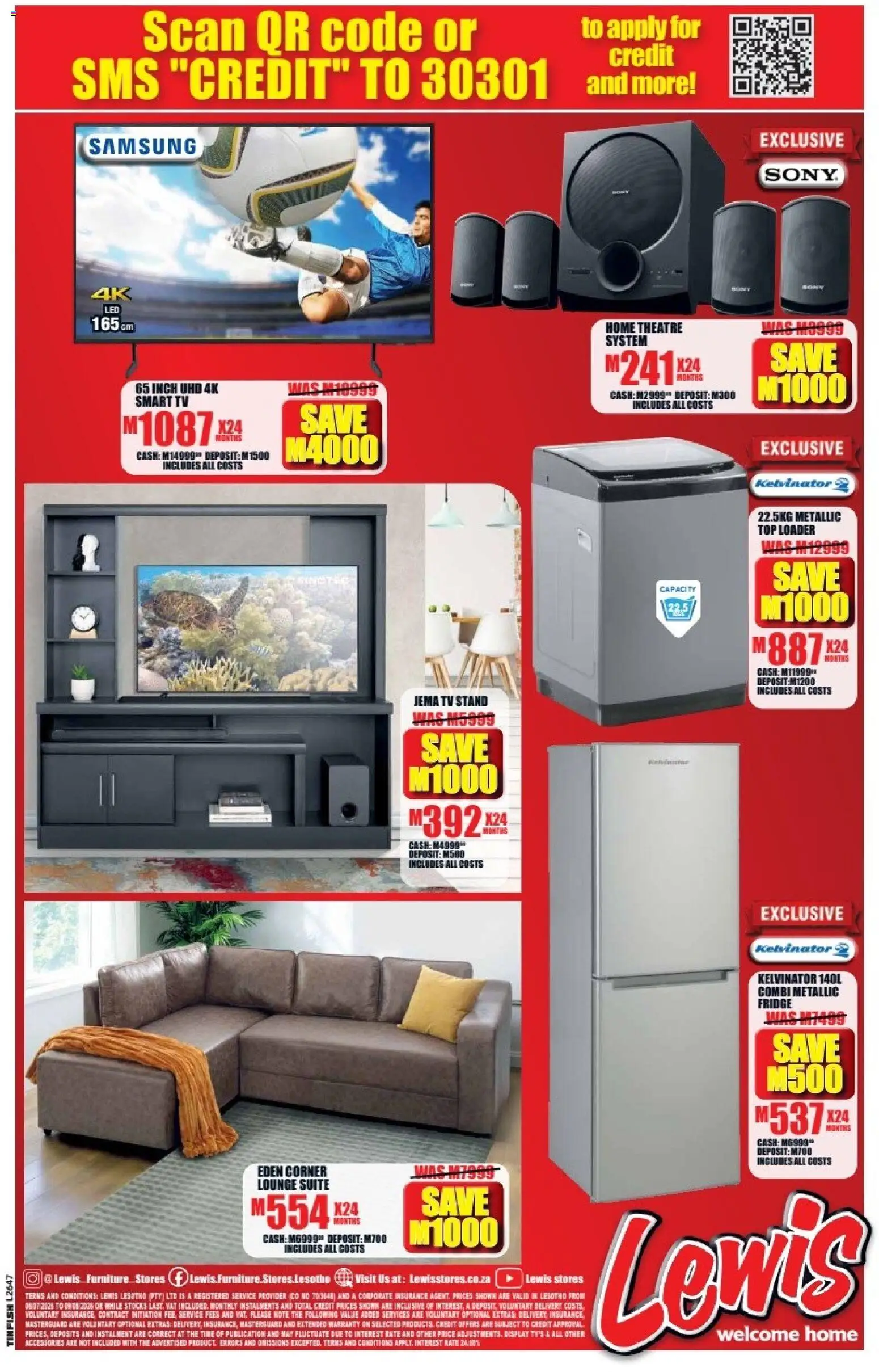 New Lewis Stores catalogue – valid from 06/07/2026 | Page: 16 | Products: TV, Fridge, Lounge suite, Home theatre system
