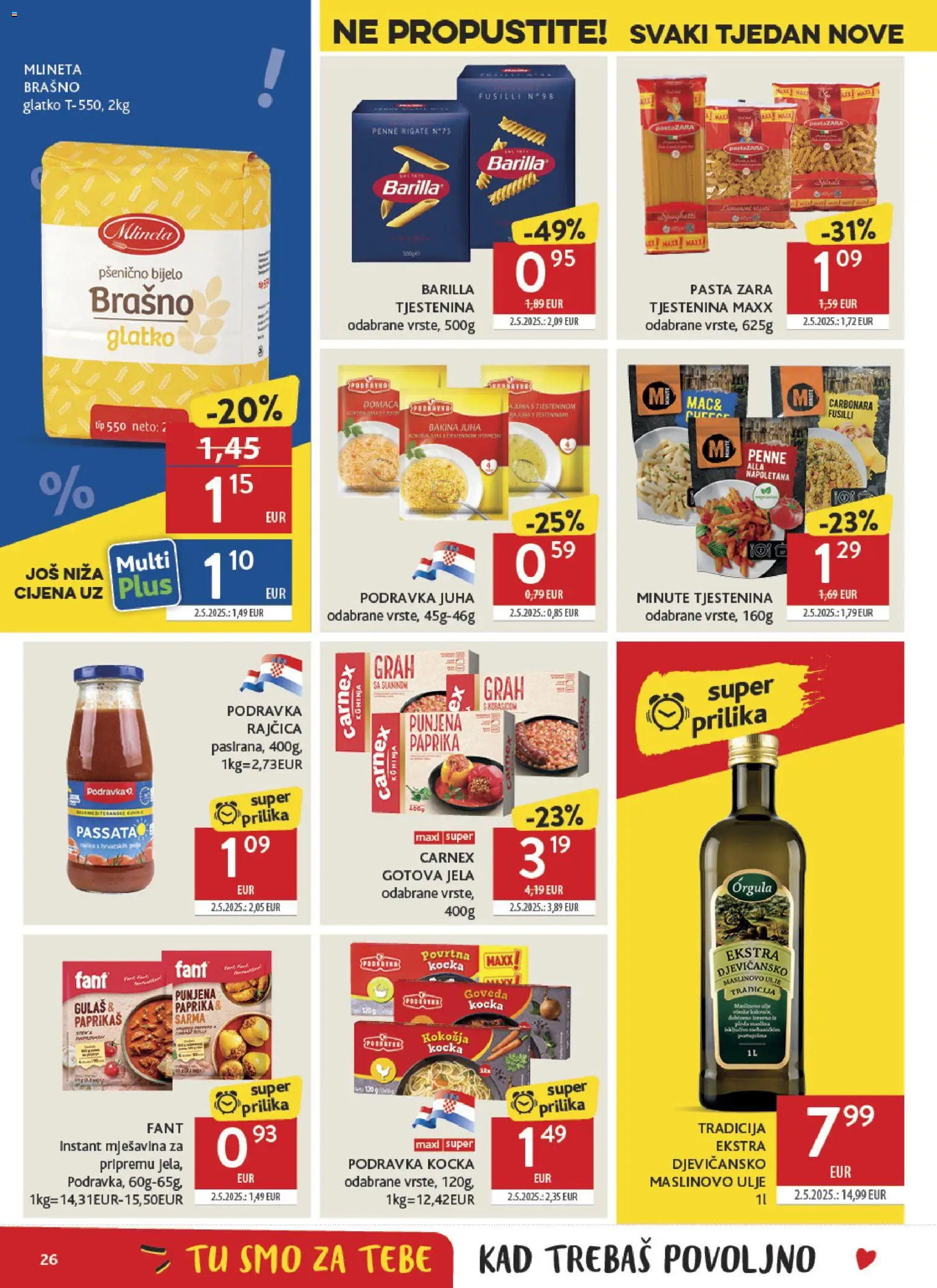Konzum HR akciós ujság - amely érvényes a következő dátumtól: 2026.10.07. | Oldal: 26 | Termékek: Podravka, Paprika, Barilla, Penne