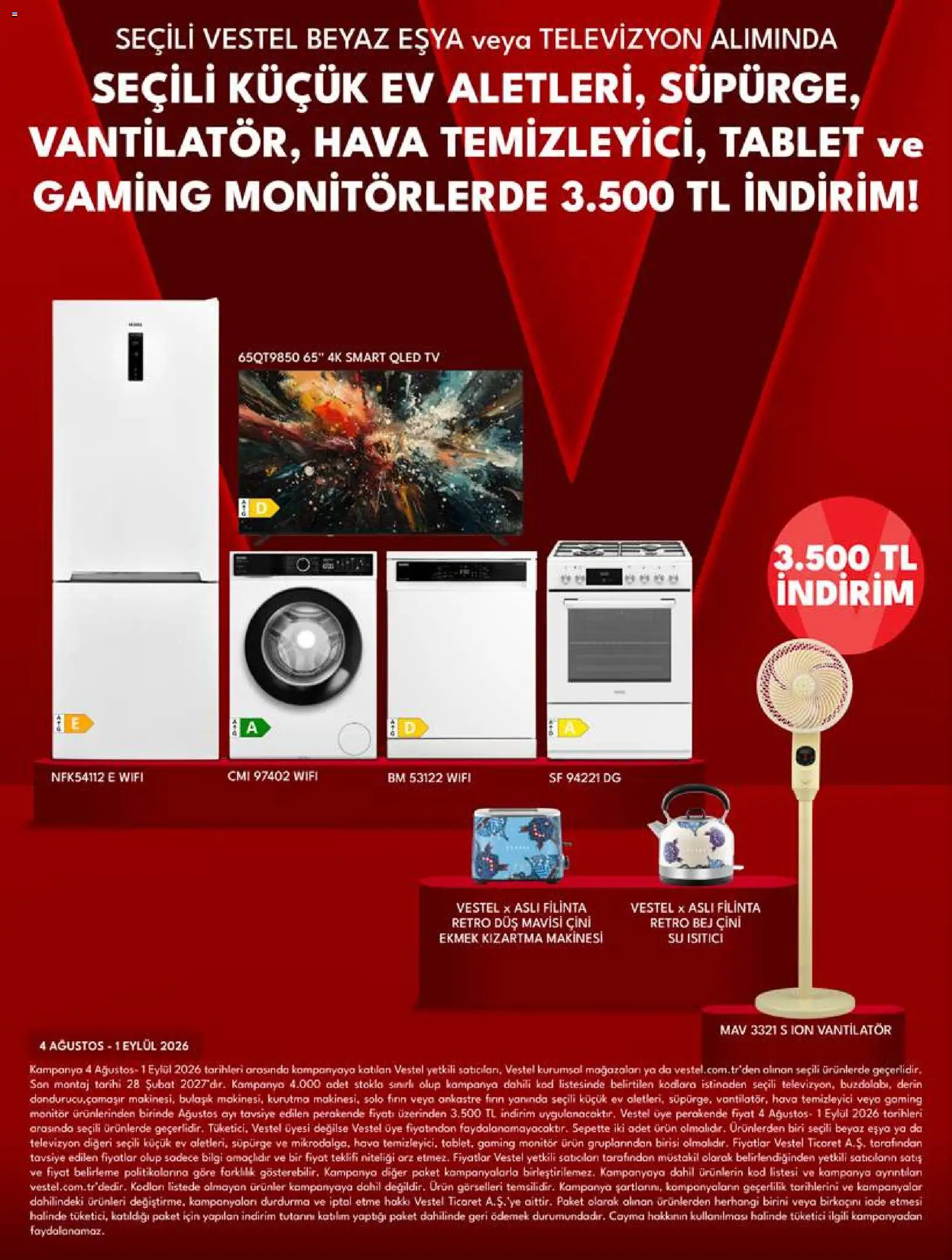 Vestel - Tüketici Elektroniği - 01 Ağustos 2026 tarihinden itibaren geçerlidir | Sayfa: 14 | Ürünler: Su, TV, Tablet, Hava temizleyici