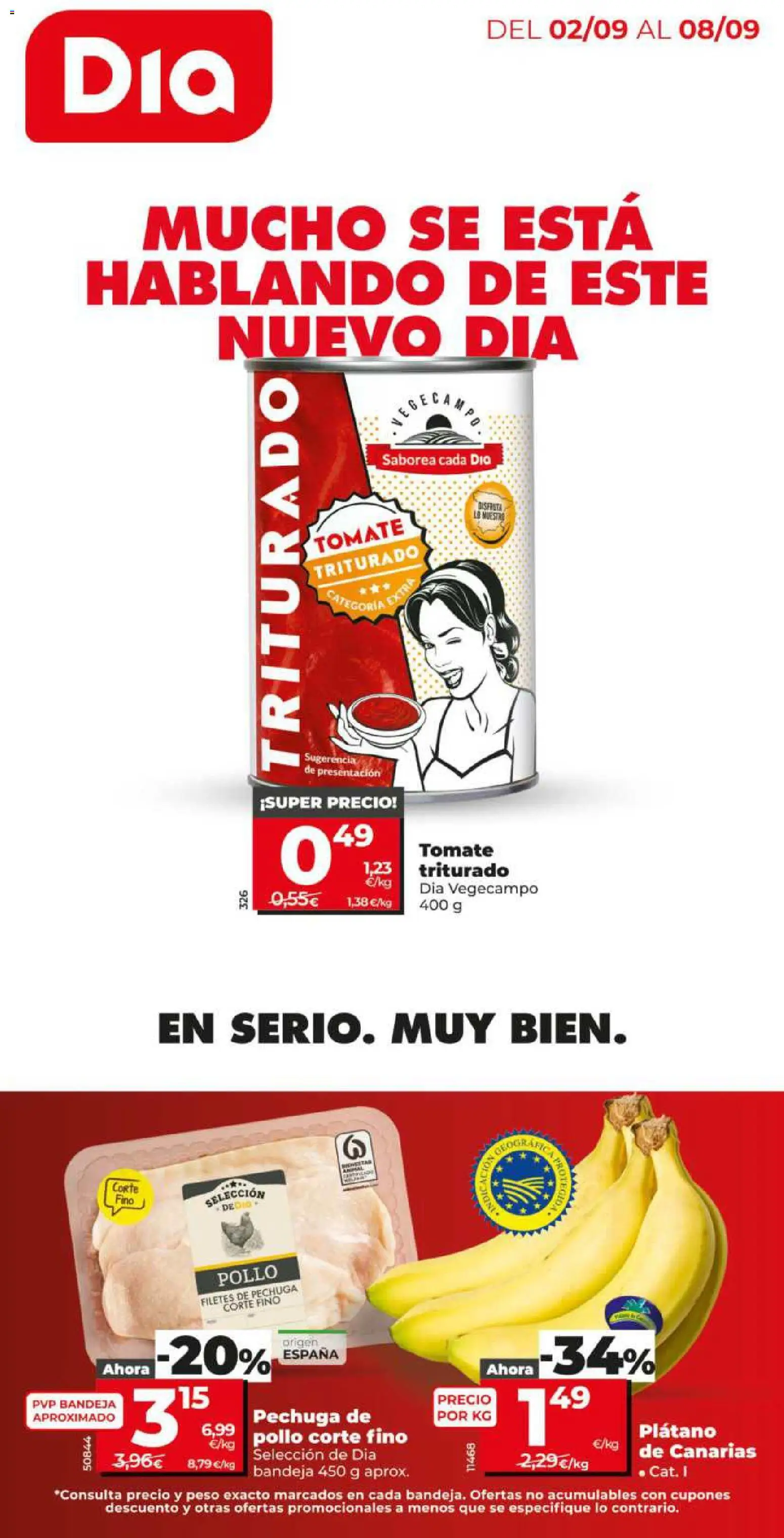 Dia - folleto │ válido desde el 02/09/2026 | Página: 1 | Productos: Filetes de pechuga, Bananas, Pollo, Tomate triturado