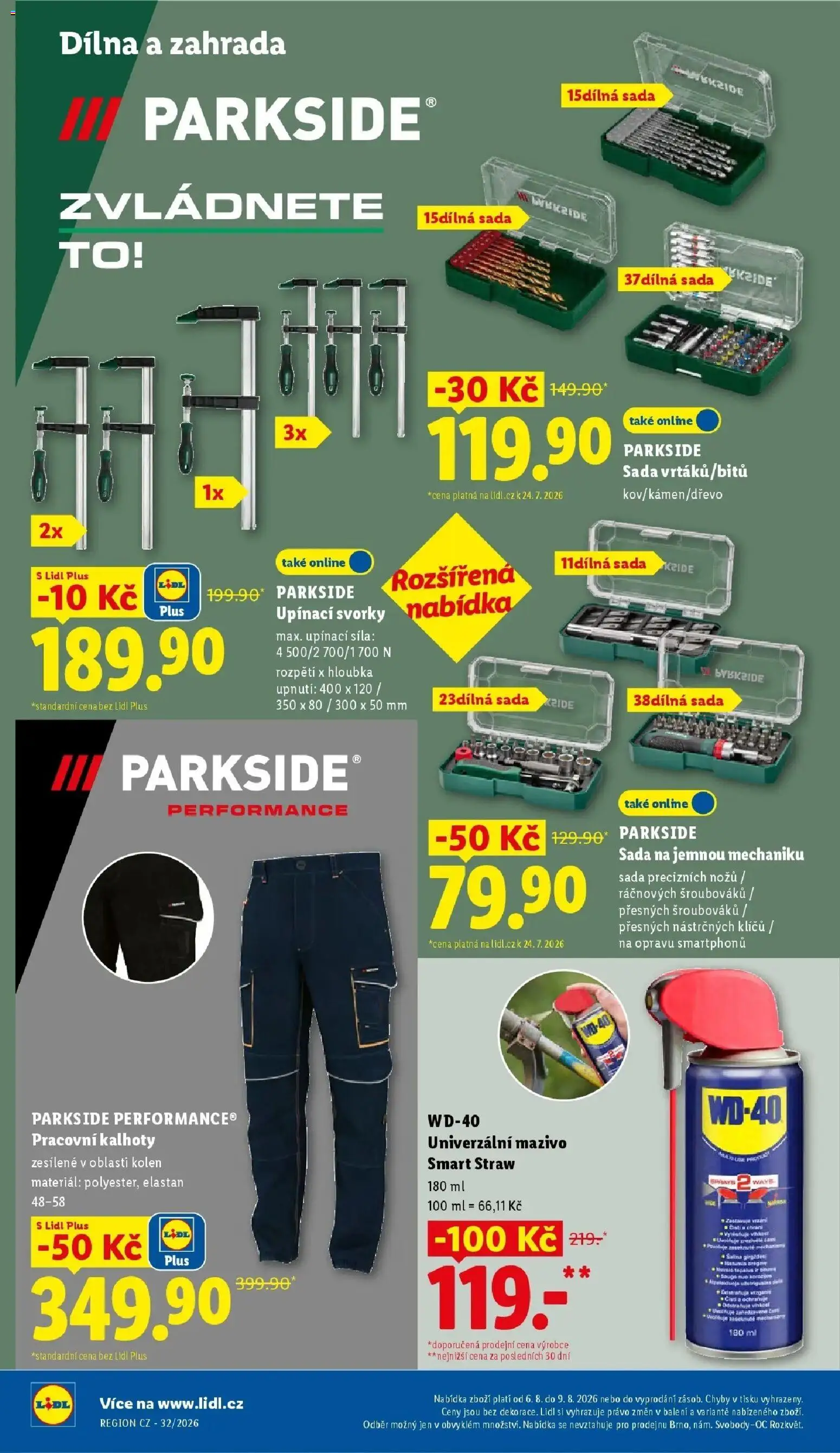 Lidl aktuální leták - Spotřební zboží od 03.08.2026 | Strana: 20 | Produkty: Parkside, Zahrada, WD-40, Pracovní kalhoty