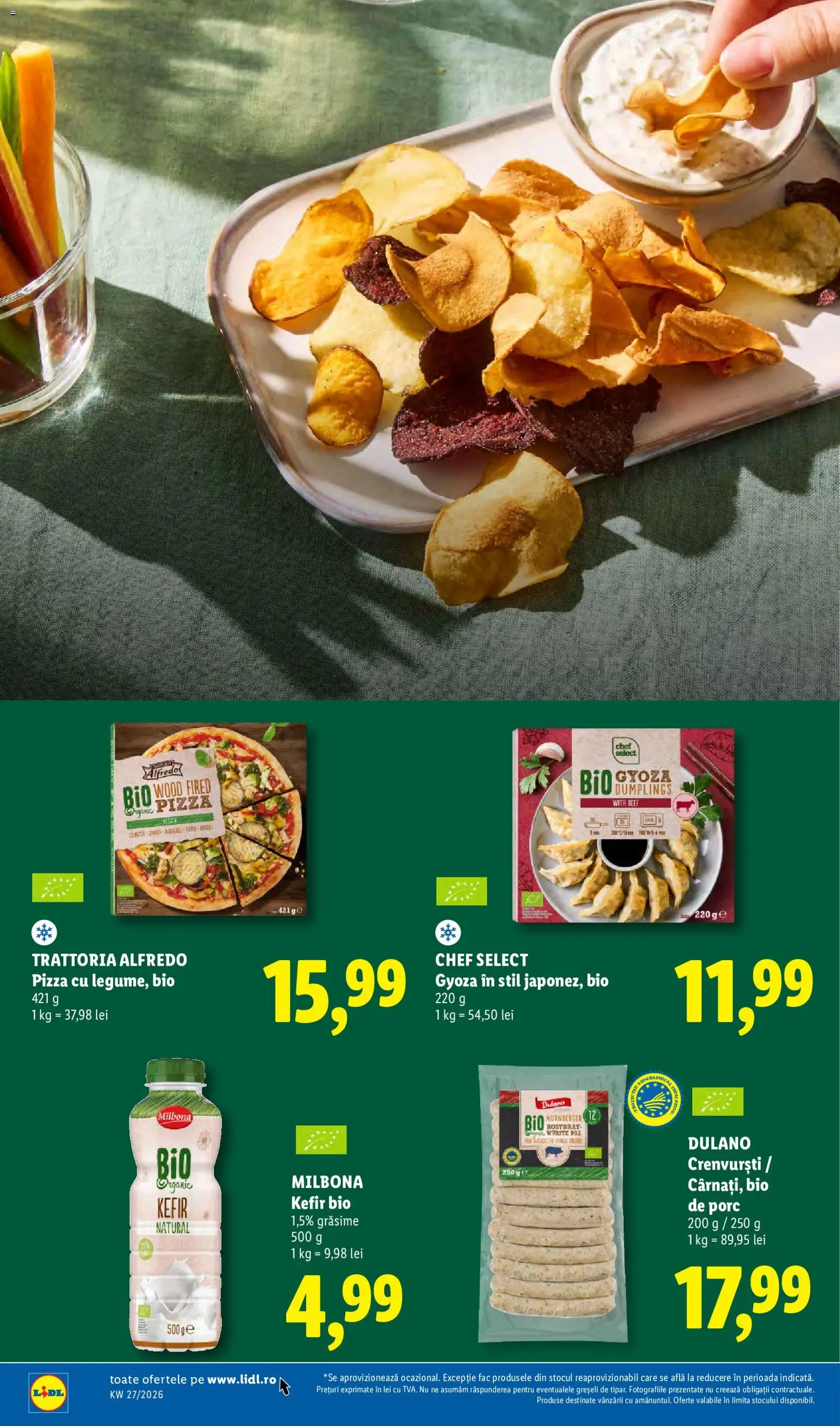Noul catalog Lidl – valabil de la 29.06.2026 | Pagină: 76 | Produse: Şerit ödül, Crenvurști, Pizza, Kefir