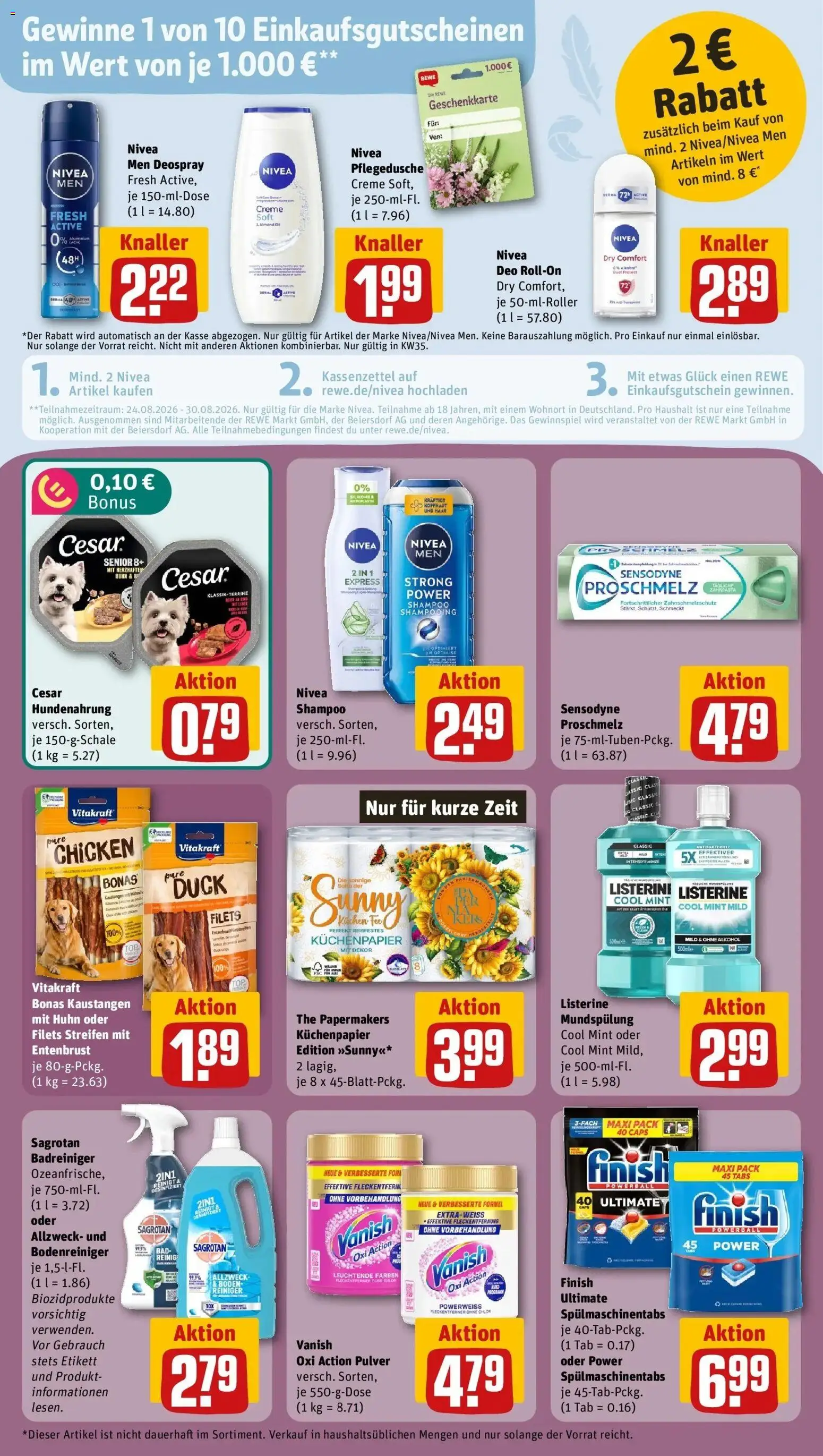 REWE Prospekt ab 24.08.2026 zum Blättern » Angebote | Seite: 22 | Produkte: Bad, Creme, Zahnpasta, Spülmaschinentabs