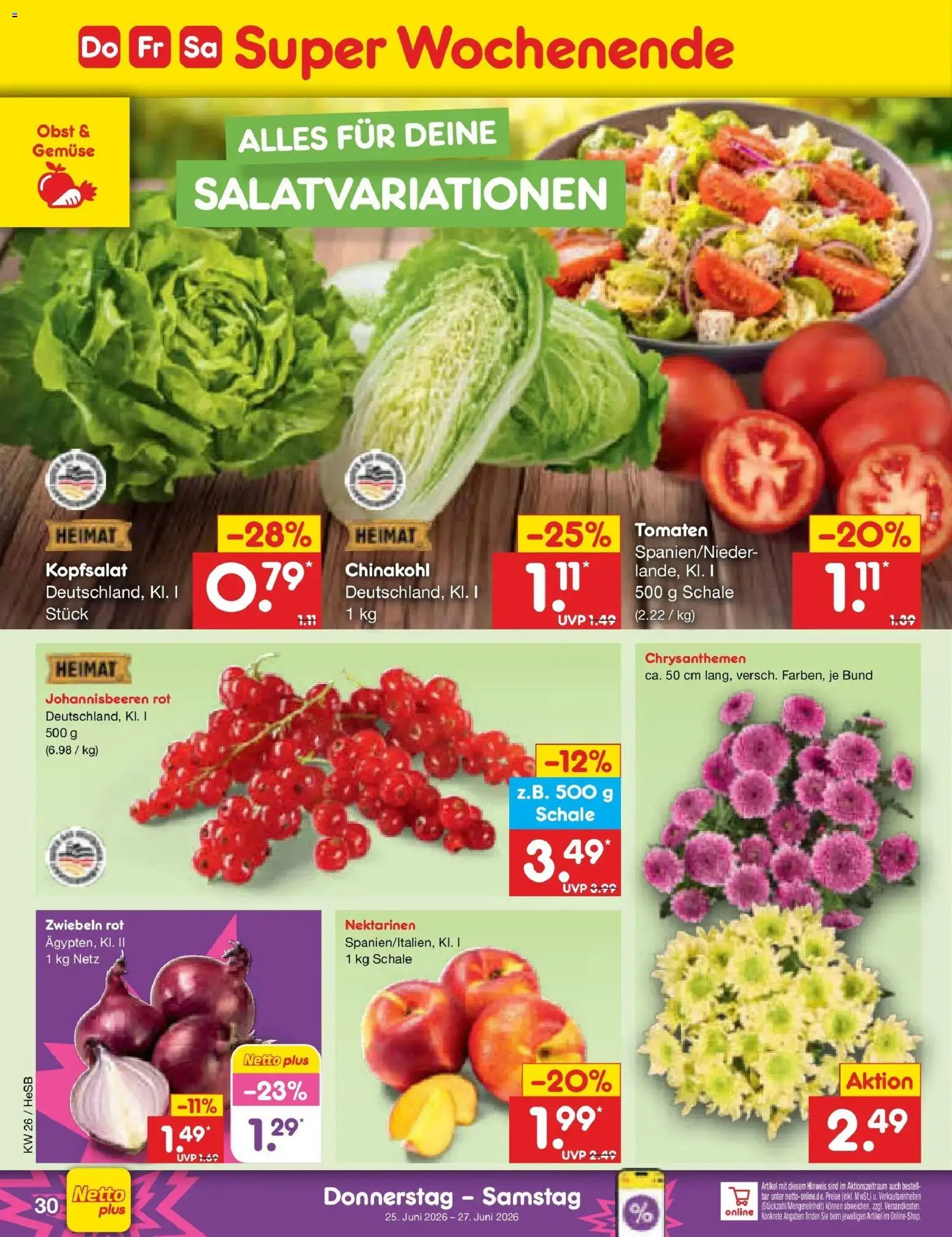 Netto Marken-Discount Prospekt Kröpelin – gültig ab 21.06.2026 | Seite: 42 | Produkte: Tomaten, Zwiebeln, Gemüse, Obst