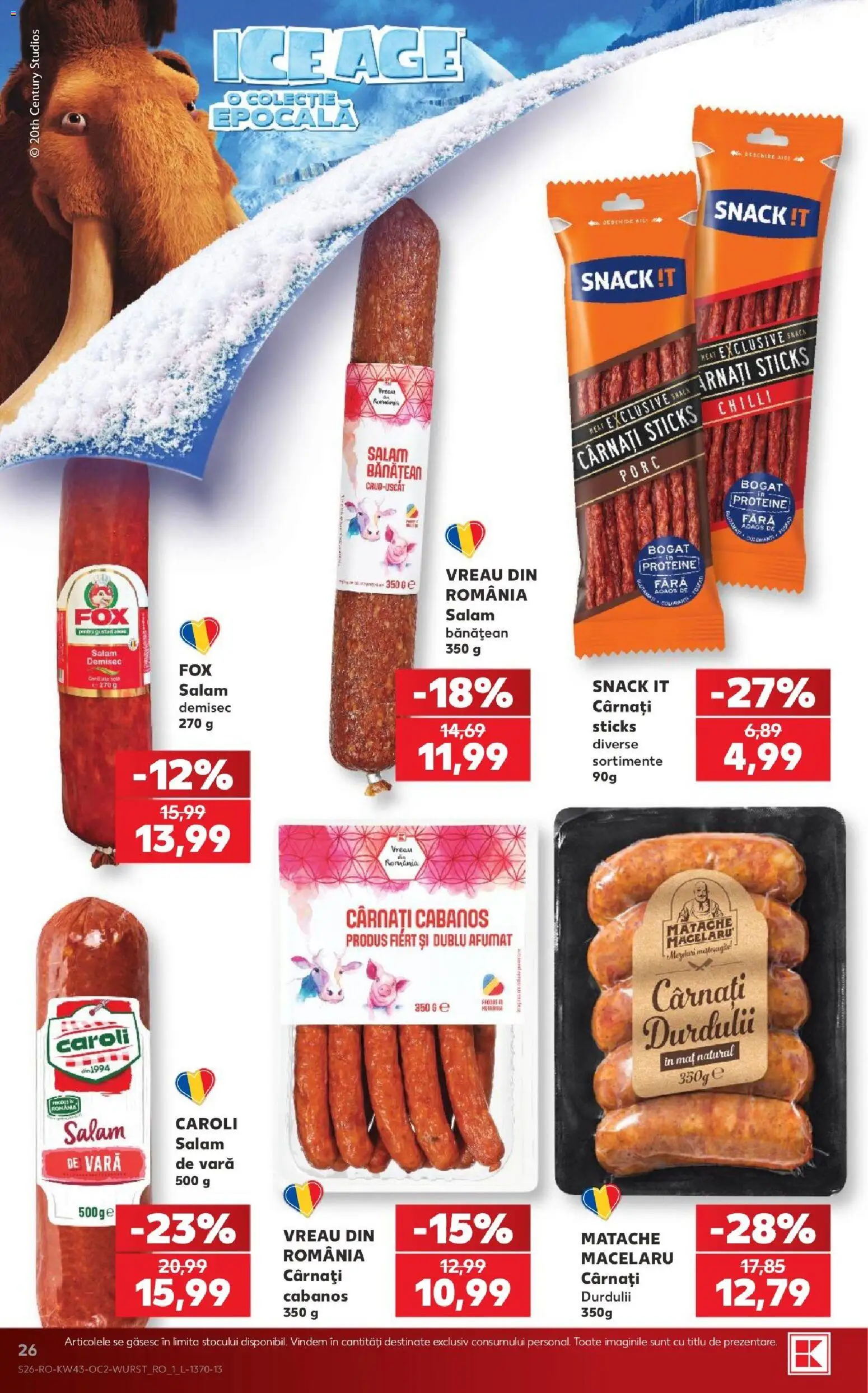 Noul catalog Kaufland – valabil de la 21.10.2026 | Pagină: 26 | Produse: Chilli, Cabanos, Salam, Cârnați
