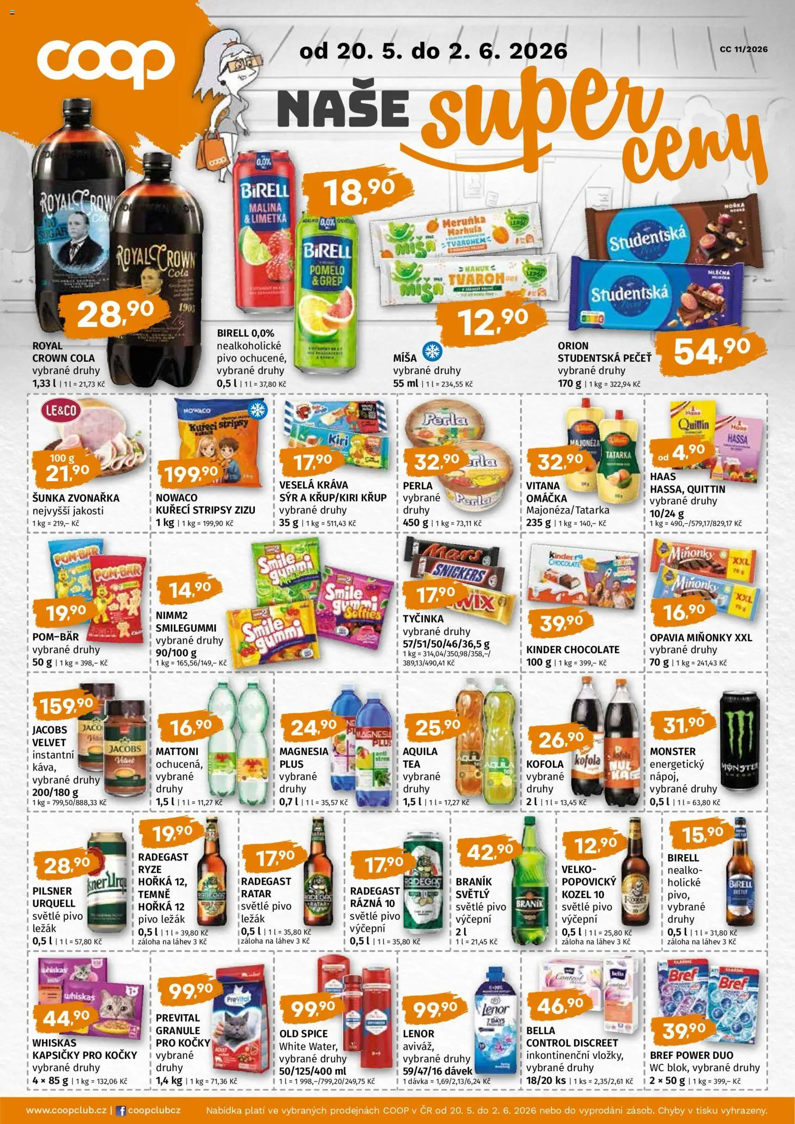 Trefa leták - COOP naše super ceny od 20.05.2026 | Strana: 1 | Produkty: Pomelo, Whiskas, Jacobs, Perla