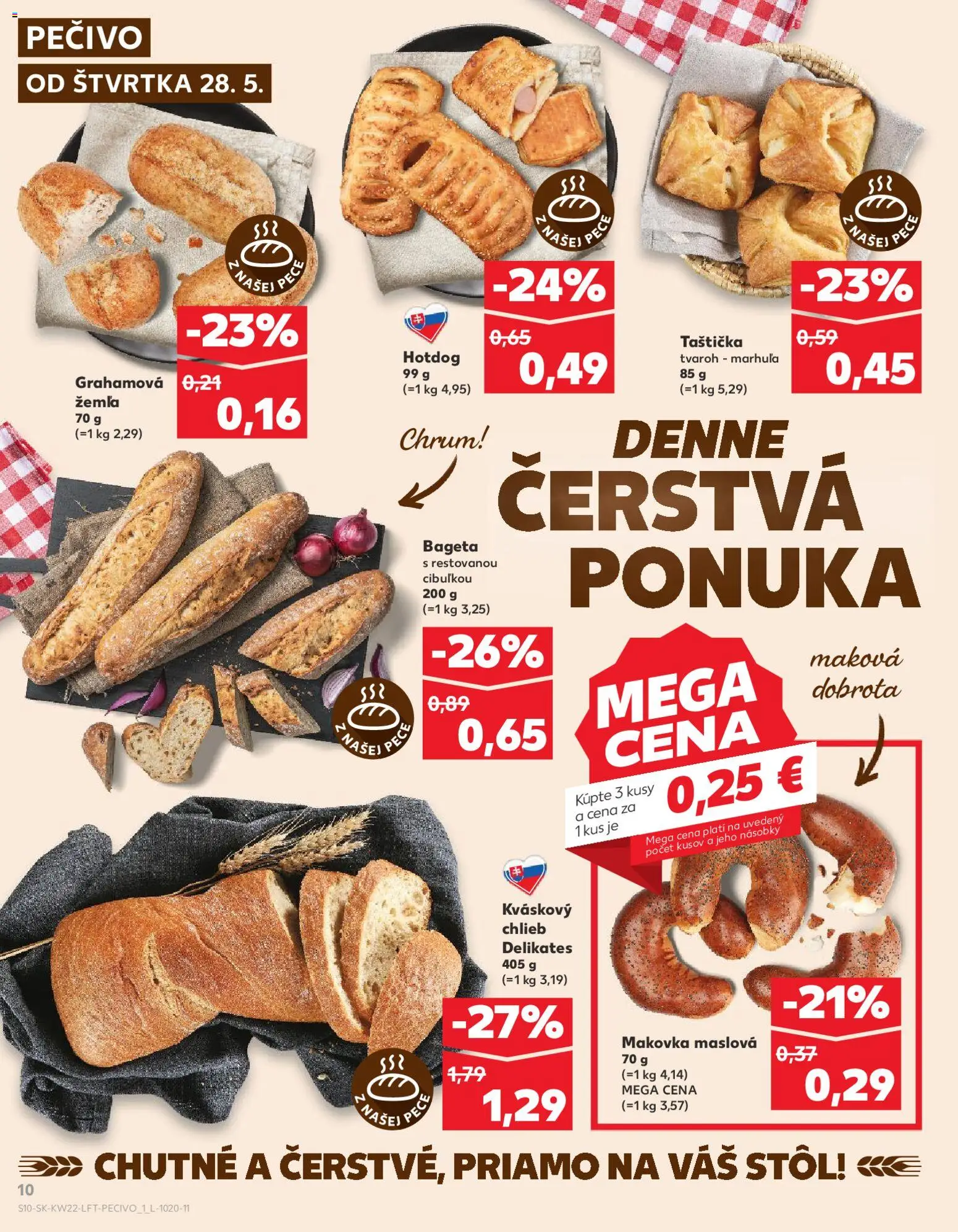 Nové Kaufland akcie – leták je platný od 28.05.2026 | Strana: 10 | Produkty: Stôl, Makovka, Tvaroh