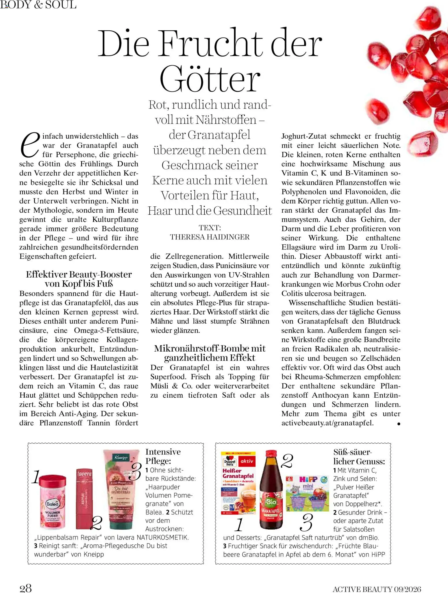 dm drogerie markt Active Beauty Magazin 09/2026 gültig ab 01.09.2026 | Seite: 28 | Produkte: Obst, Sanddorn, Saft, Äpfel