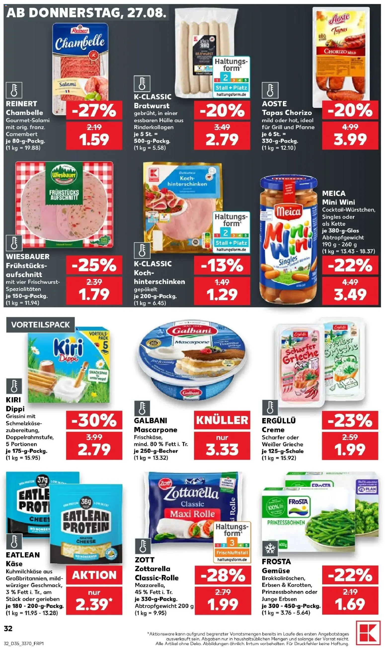 Prospekt Kaufland ab 27.08.2026 » Angebote Online zum Blättern | Seite: 32 | Produkte: Grill, Spezialitäten, Bratwurst, Camembert