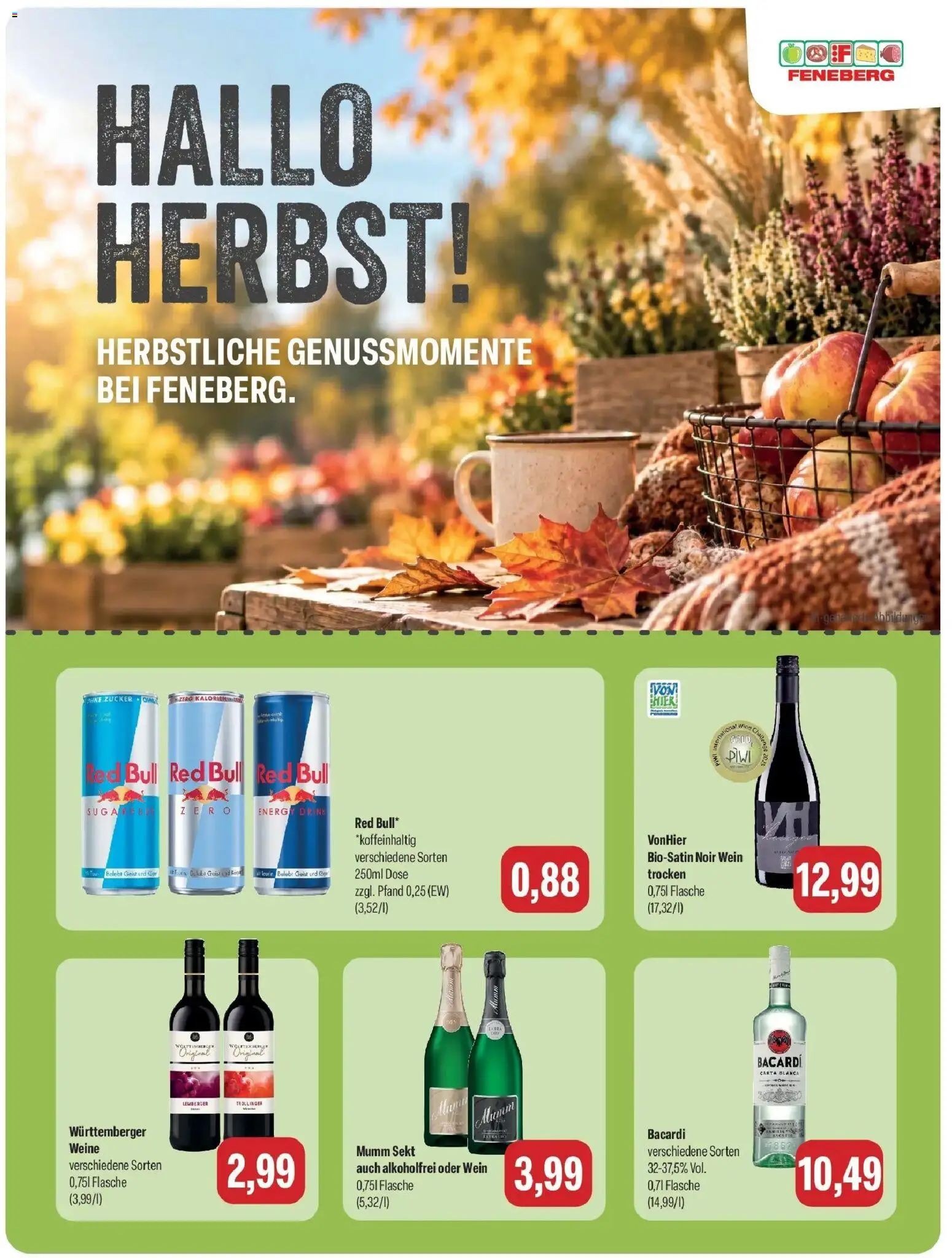 Feneberg Aktuelle Angebote (ab 24.09.2026) zum Blättern | Seite: 7 | Produkte: Bacardi, Red bull, Energy, Wein