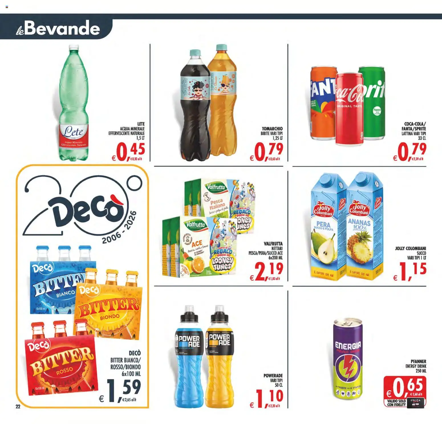 Volantino Decò del 23/10/2026 | Pagina: 22 | Prodotti: Succo, Acqua, Pesca, Pera