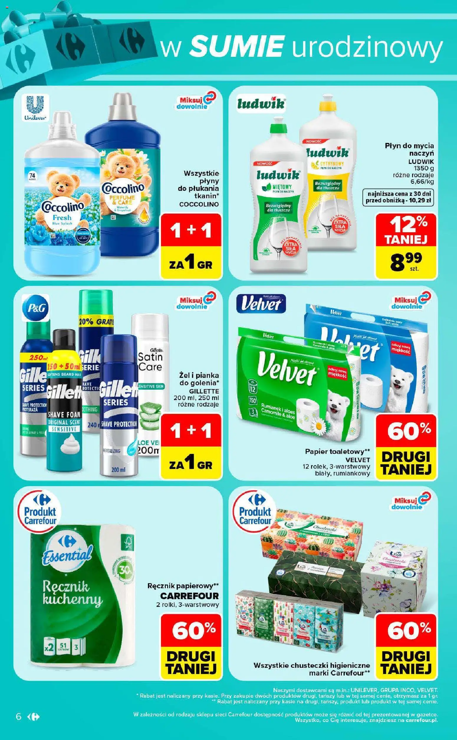 Carrefour gazetka - Weekend okazji od 22.10.2026 | Strona: 6 | Produkty: Papier toaletowy, Coccolino, Aloes, Płyn do mycia naczyń