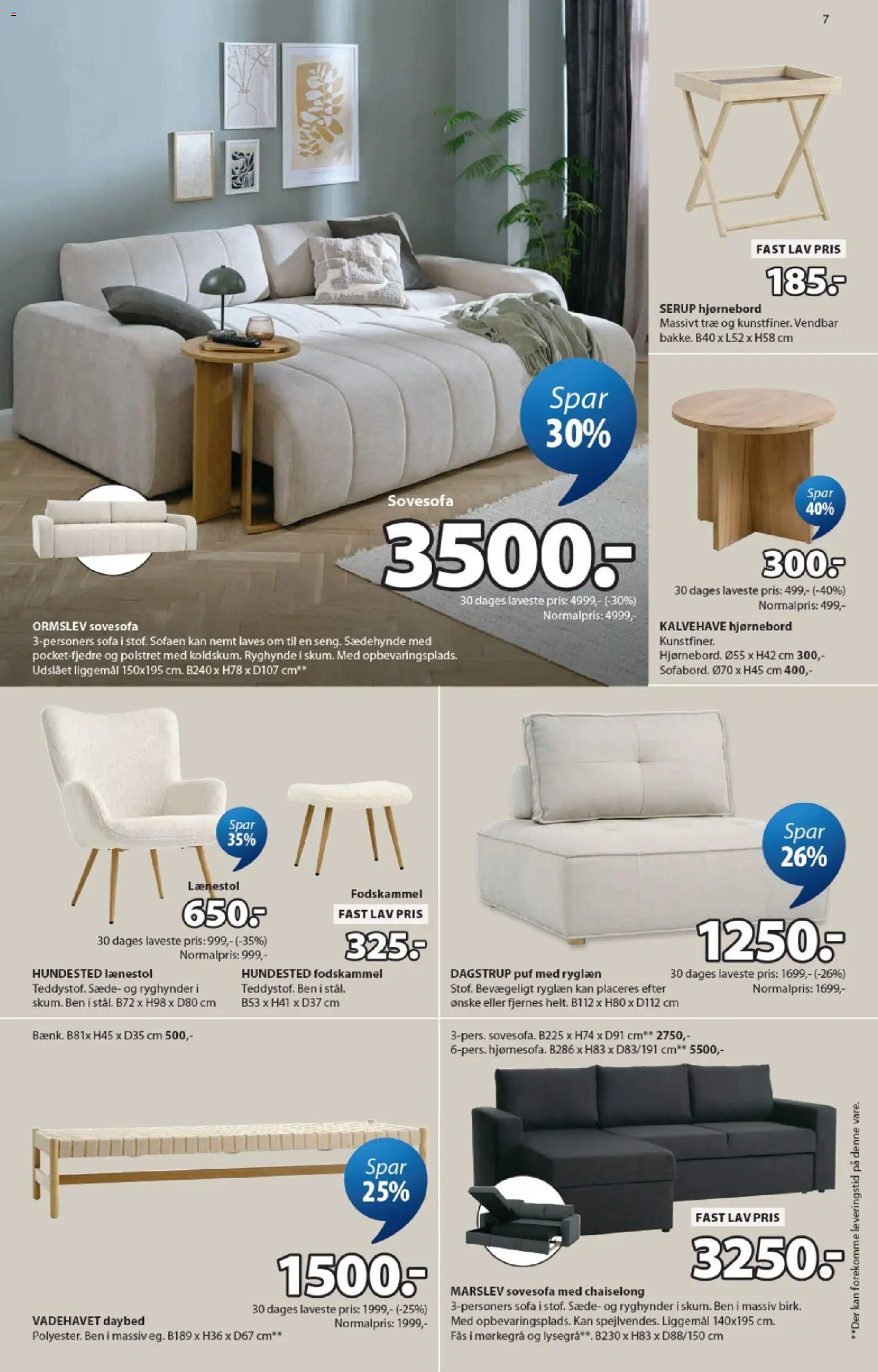 JYSK tilbudsavis – gyldig fra 29.05.2026 | Side: 7 | Produkter: Sofa, Lænestol, Fodskammel, Puf