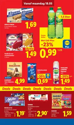 KINDER, In verschillende varianten 100-300 g *Kinder chocolade 12 stuks. Prijzen variëren van €2.90 - €4.75. - Voorbeeld van een folder van Lidl, geldig van 18.05.2026 | Pagina: 26