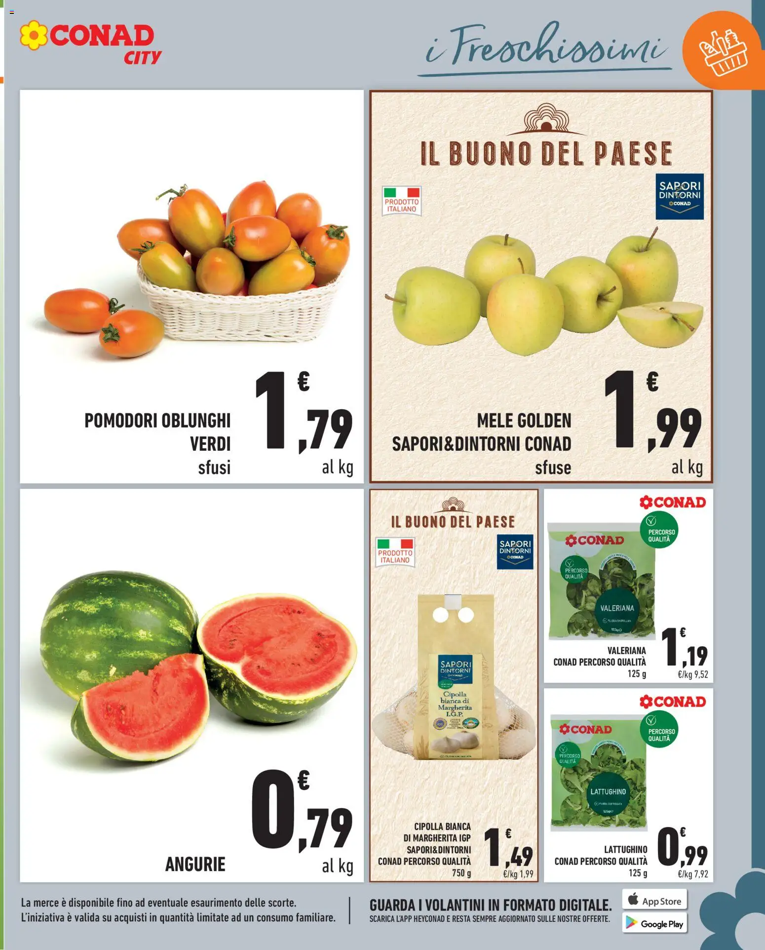 Volantino Conad del 12.06.2026 | Pagina: 5 | Prodotti: Valeriana, Mele, Pomodori