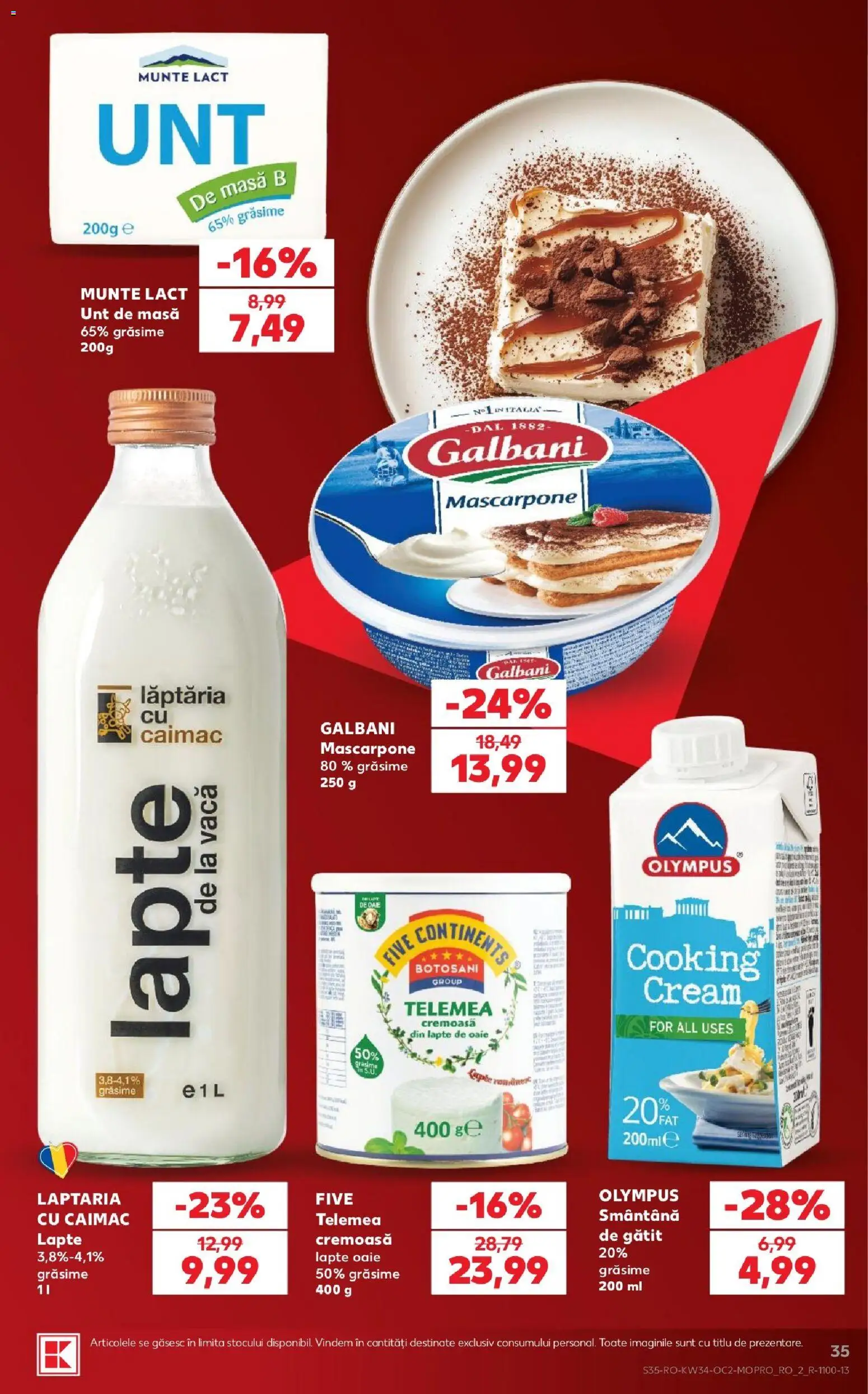Noul catalog Kaufland – valabil de la 19.08.2026 | Pagină: 35 | Produse: Masă, Lapte, Unt, Smântână