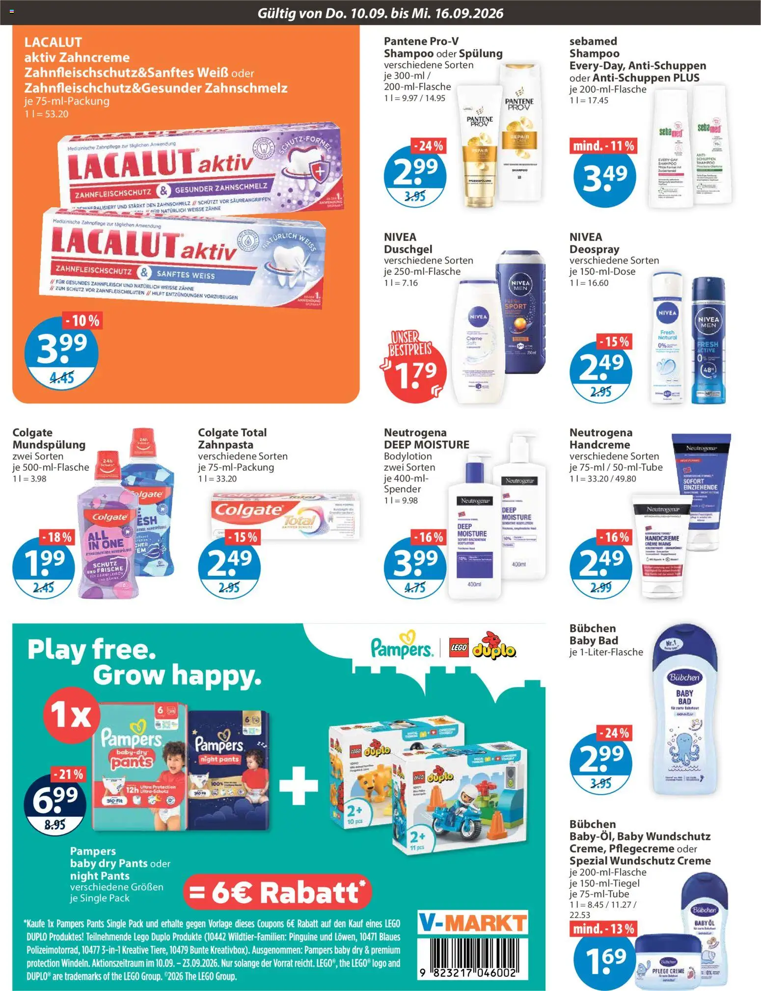 V-Markt Angebote – gültig ab 10.09.2026 | Seite: 10 | Produkte: Öl, Shampoo, Zahnpasta, Deospray