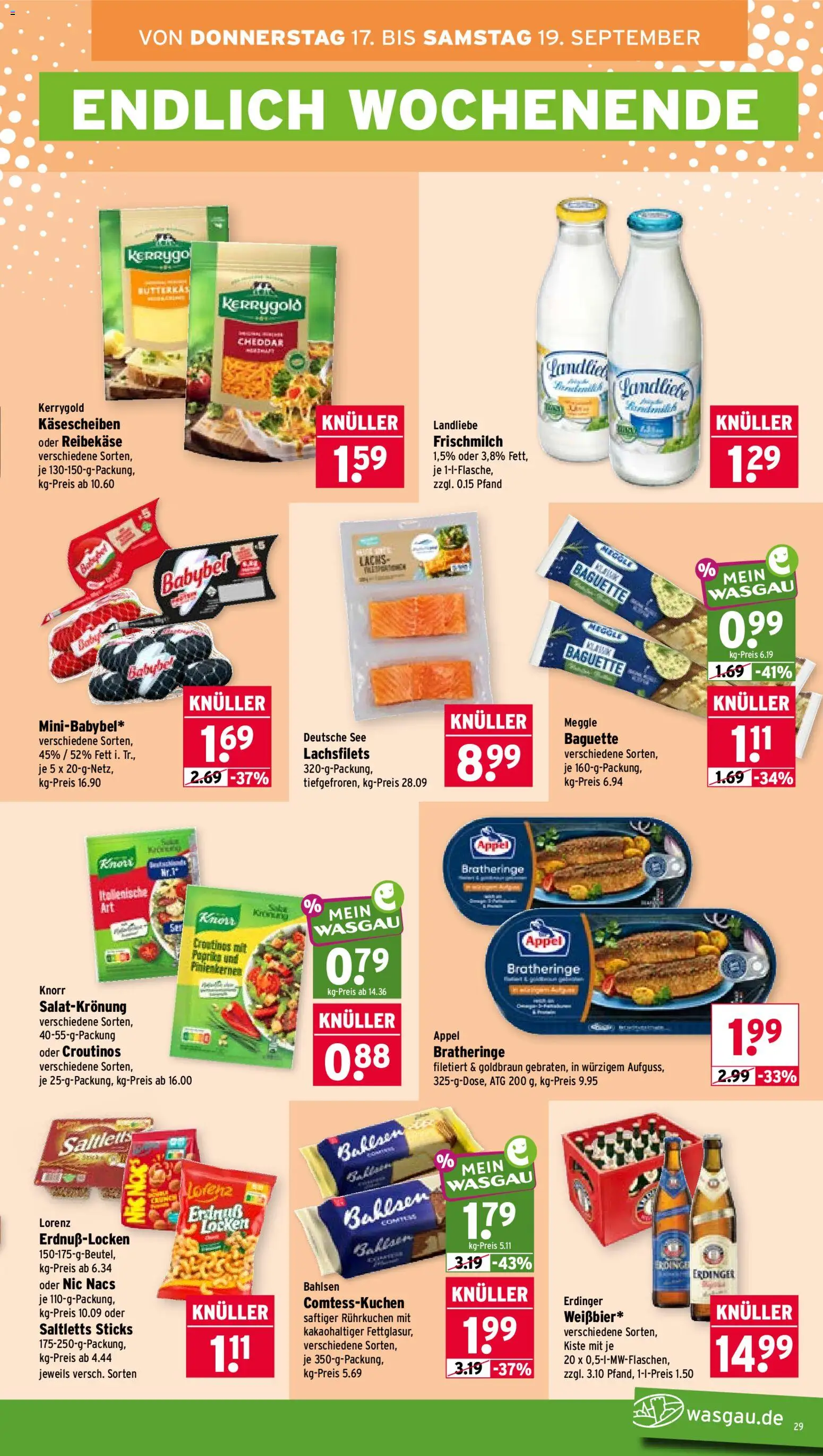 Wasgau Prospekt – gültig ab 14.09.2026 | Seite: 29 | Produkte: Baguette, Knorr, Lachs, Paprika