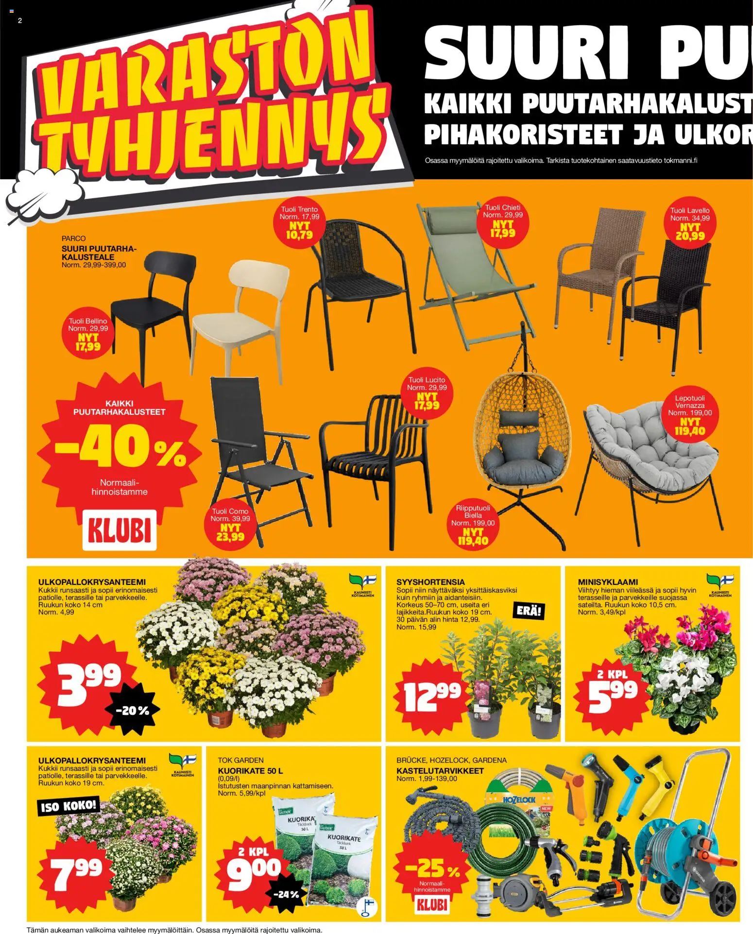 Tokmanni tarjoukset – voimassa 20/07/2026 alkaen | Sivu: 2 | Tuotteet: Lepotuoli, Tuoli, Puutarhakalusteet