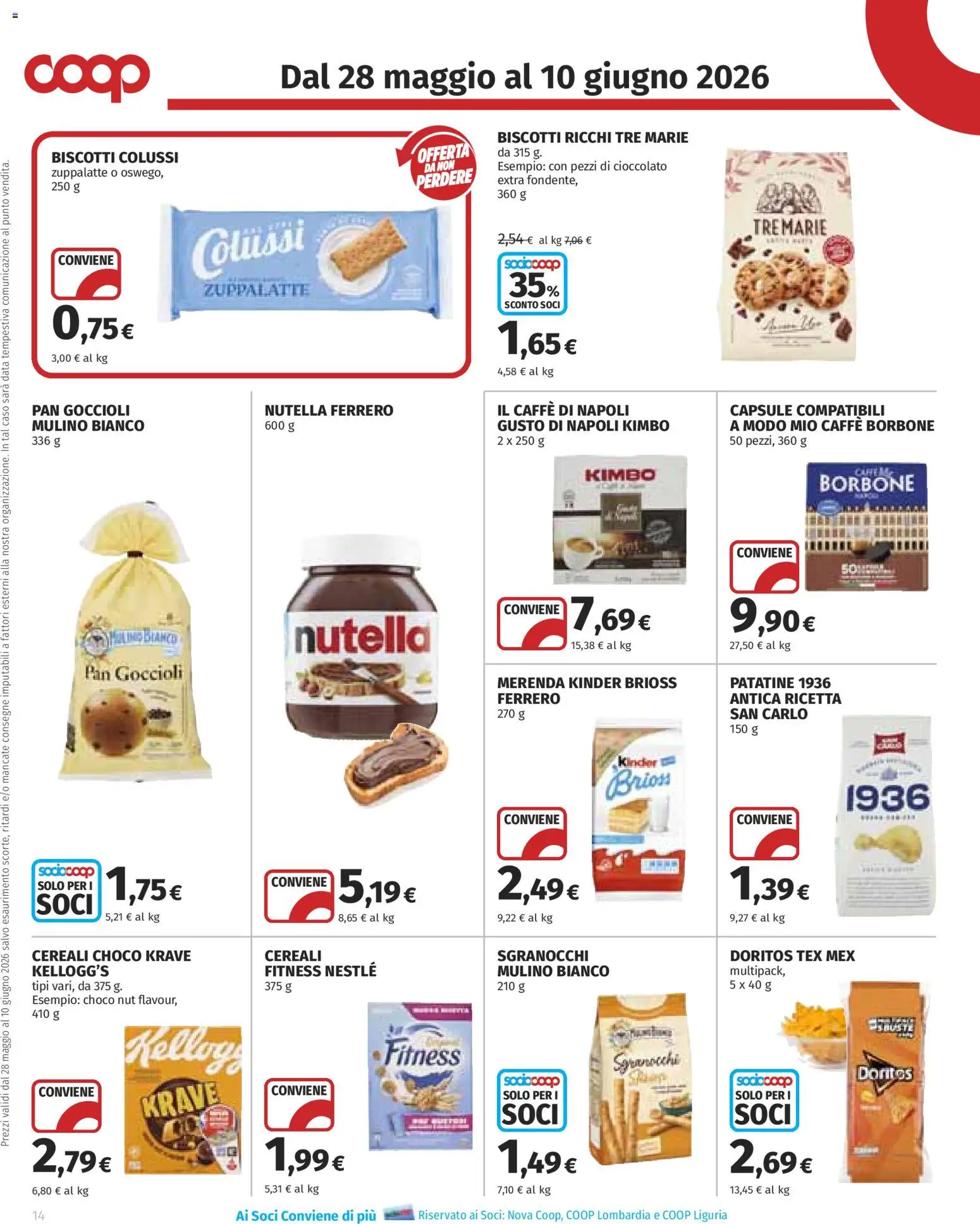 Volantino COOP del 28.05.2026 | Pagina: 14 | Prodotti: Caffè, Cioccolato, Patatine, Biscotti
