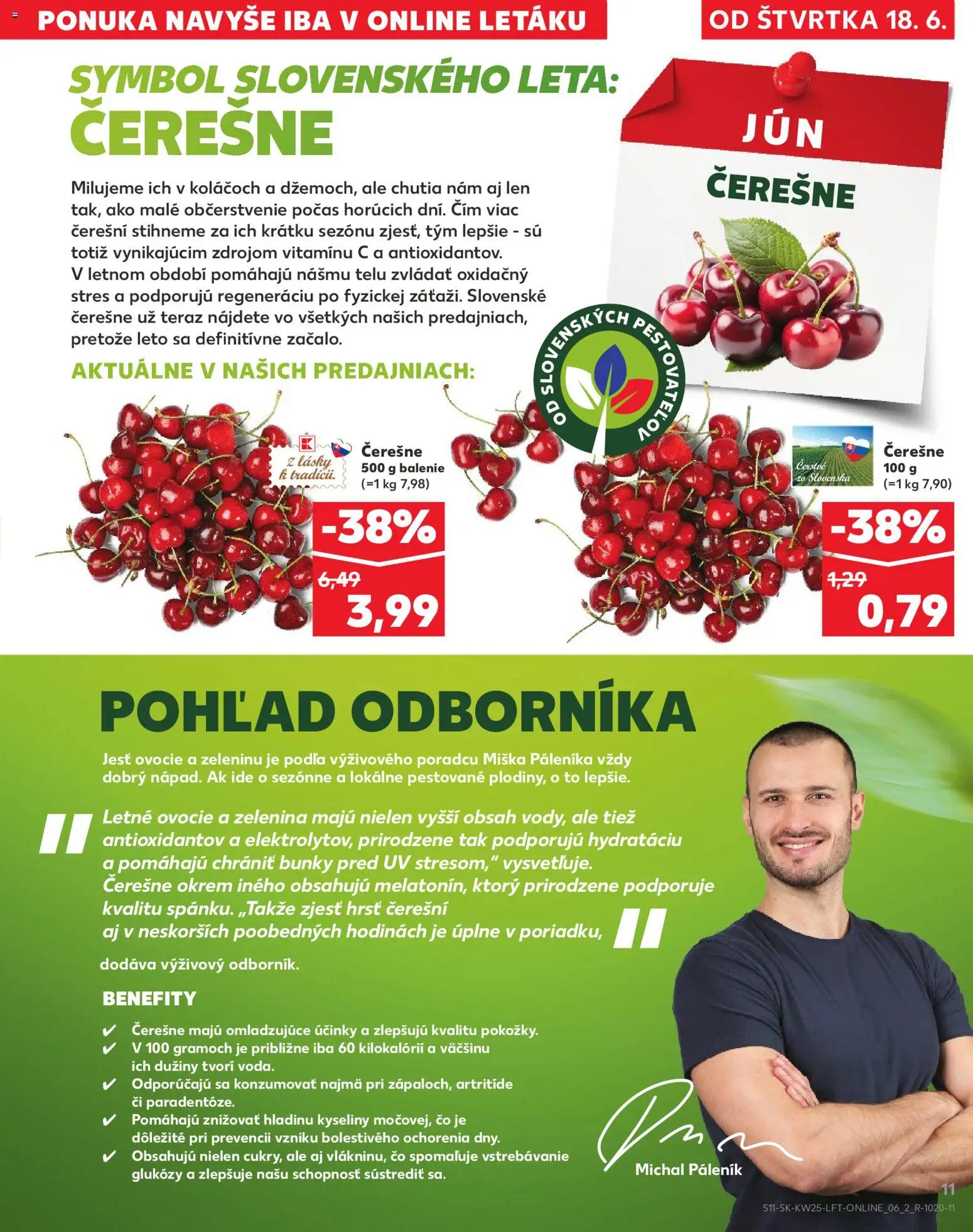 Nové Kaufland akcie – leták je platný od 18.06.2026 | Strana: 11 | Produkty: Voda, Čerešne, Ovocie